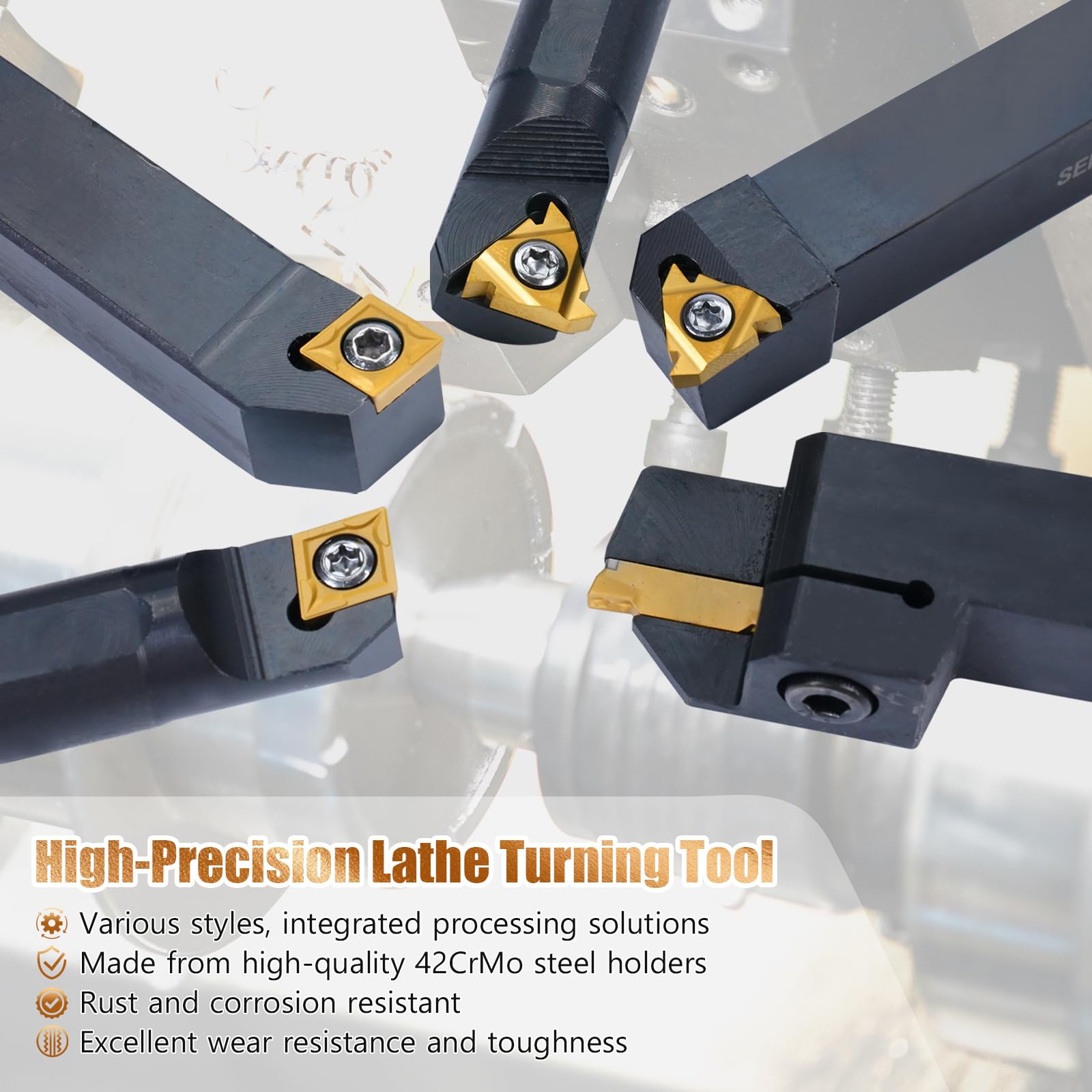 Indexable Lathe Turning Tool 21Pcs Kit 5/8" (16mm) Shank for Metal — Amazon image 5