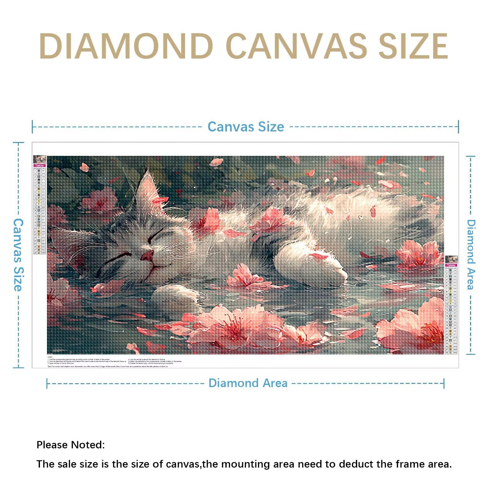 Diamond Painting Grande 160x80cm Flor Diamond Painting Adultos, DIY Gato Pintura de Diamante Manualidades Adultos, 5D Cuadrado Rhinestone Bordado Punto de Cruz Art para Home Decoration Regalo 0J-147