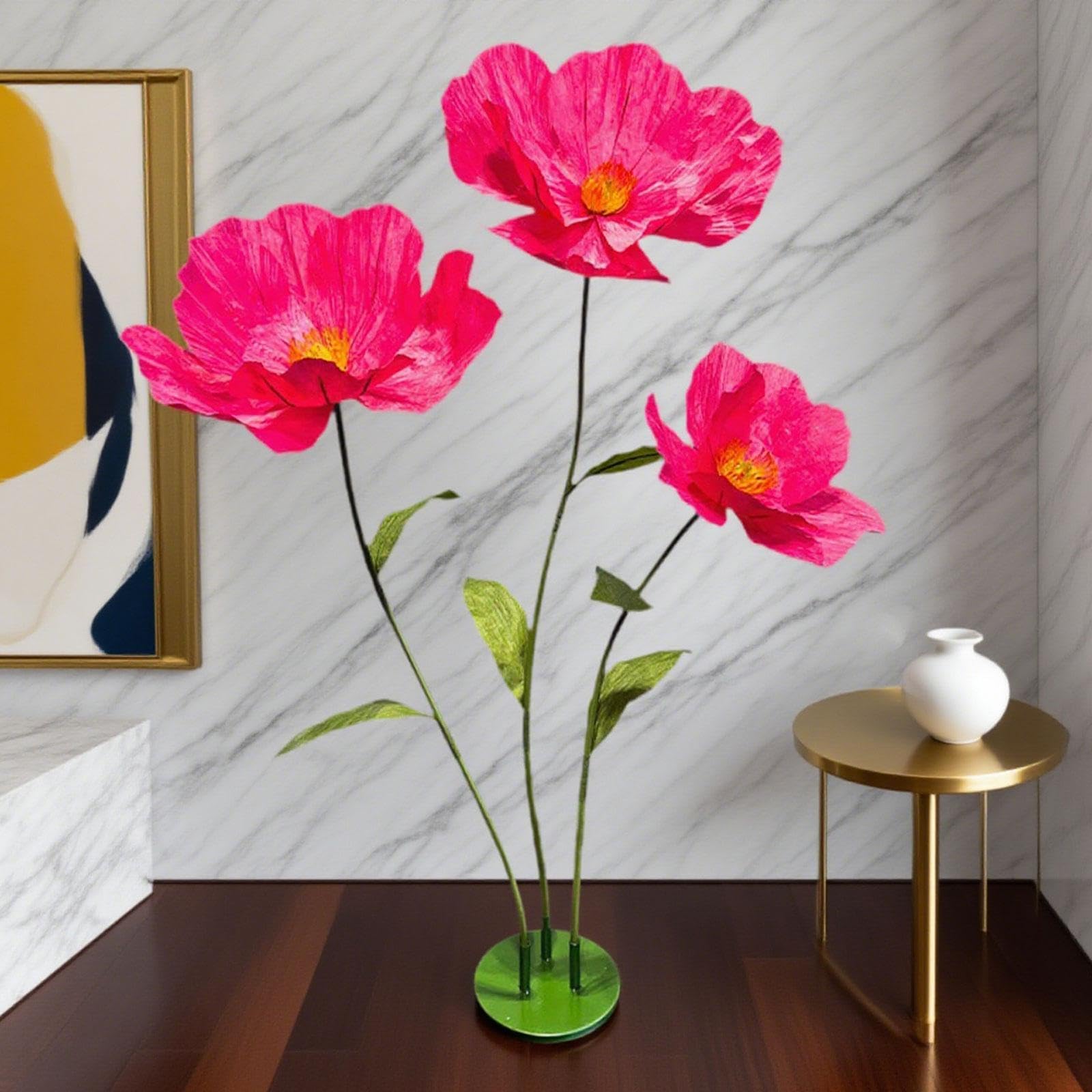 Fleurs Artificielles Géantes Décoration Florale sur Pied Grand Arrangement pour Scène et Accessoire de Photographie avec Base Adapté pour Les Mariage, Rose