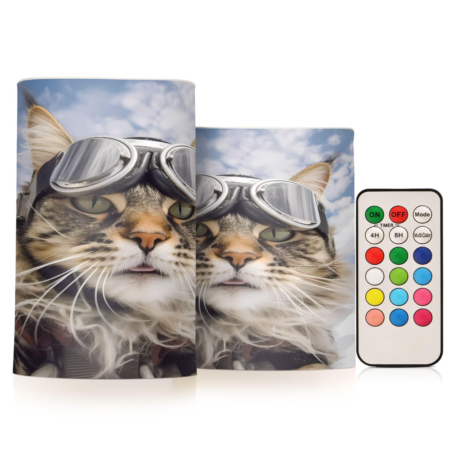 ALAZA Cat (56) Flickering Flameless Candles Battery Operated with Remote Timer,Tea Light Candles LED Pillar Votive Candles Set of 2 for Outdoor Indoor Decorations