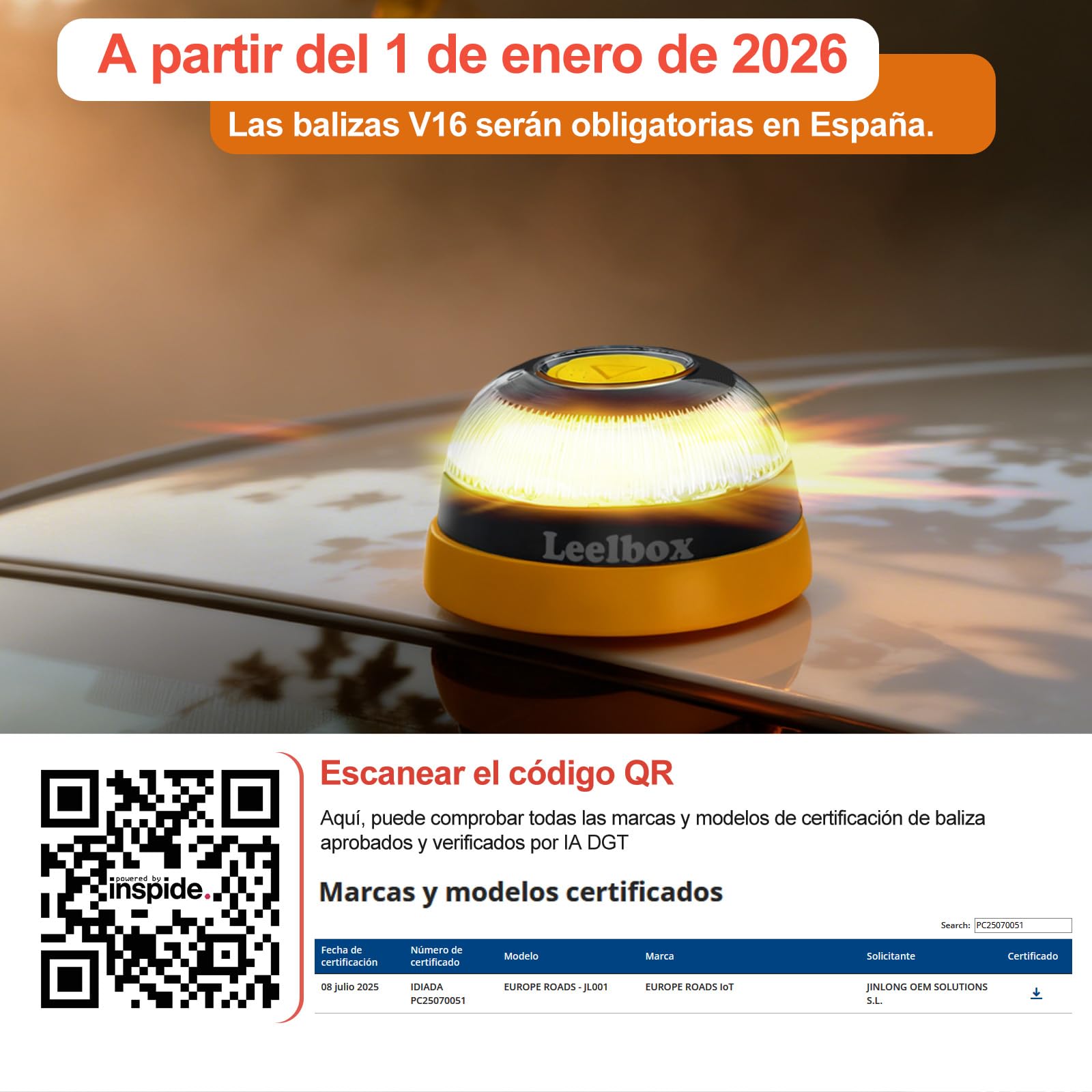 Baliza V16 Homologada DGT 3.0 con Geolocalización, Ventosa, Funda, Cable USB-C, Batería, Tarjeta SIM hasta 2038 - 2 PCS