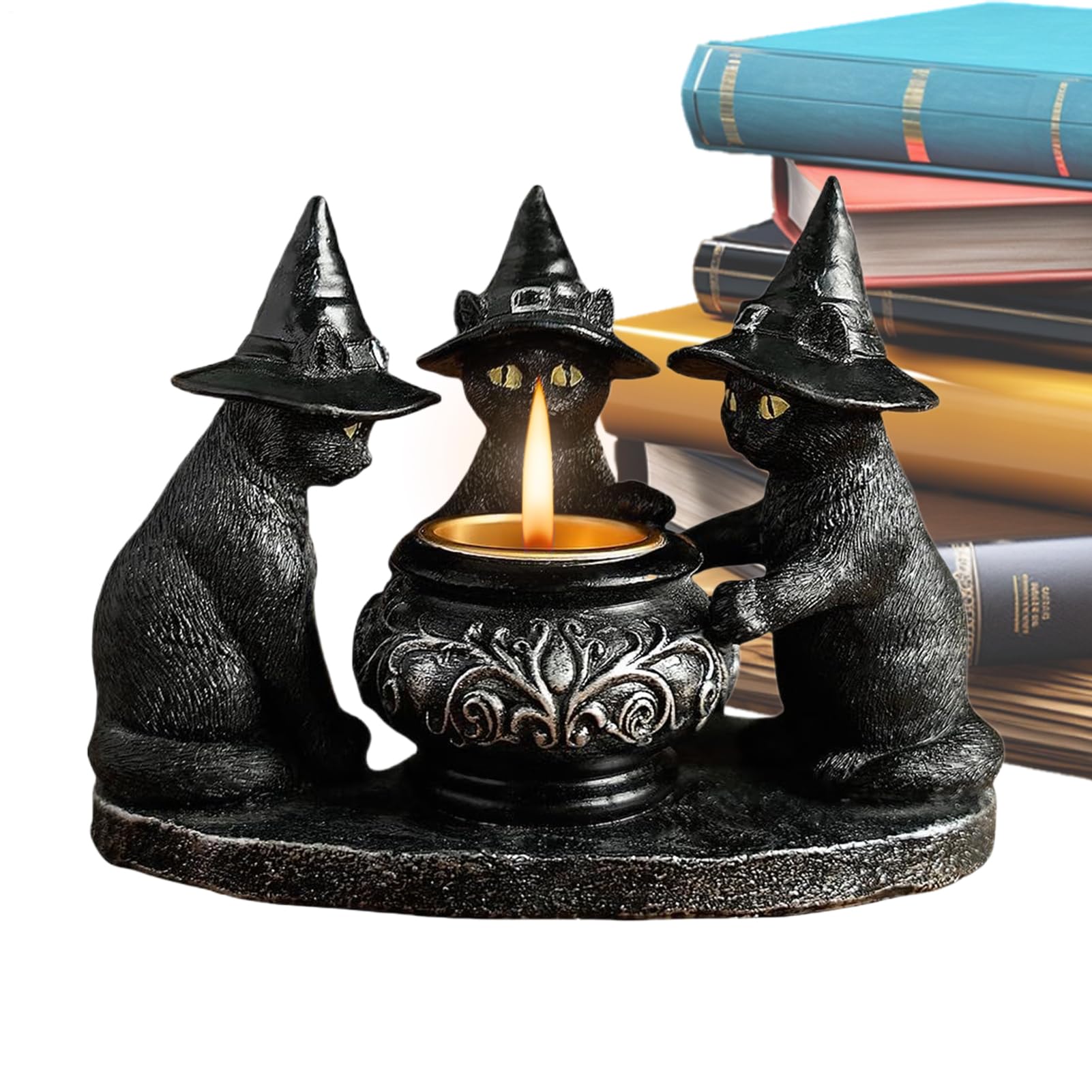 Bougeoir d'halloween figurine chat sorcière noire pour décoration de chambre moderne