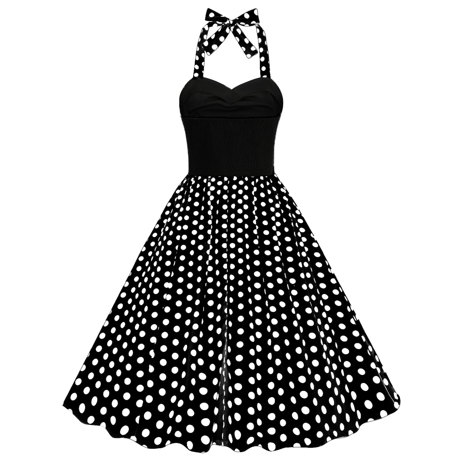 ODIZLI Robe rétro des années 1950 - Dos nu - À pois - Sans manches - Style années 50