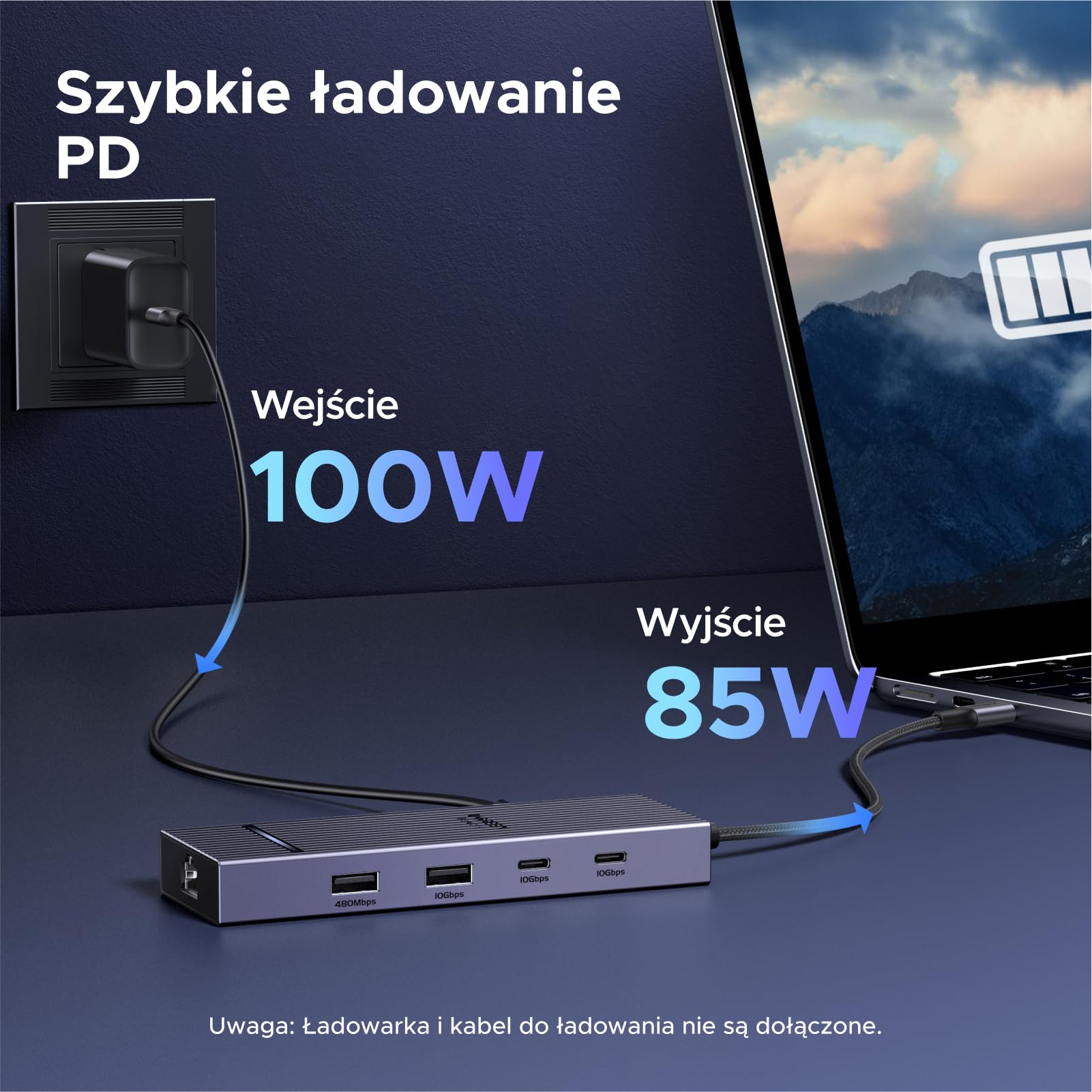 UGREEN USB C Hub z DisplayPort 4K 60Hz, stacja dokująca z USB 3.2 10 Gb/s | DP 4K@60Hz, RJ45 Ethernet, PD 100 W, adapter wieloportowy kompatybilny z MacBook, iPad Pro, laptop Surface itp.
