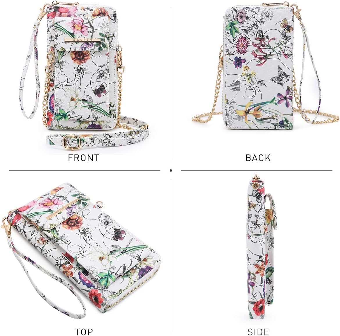 Dasein Crossbody Bag Phone Purse Handbag for Women Shoulder Bag Credit Card Wristlet Wallet with Multi Pockets - Image 4