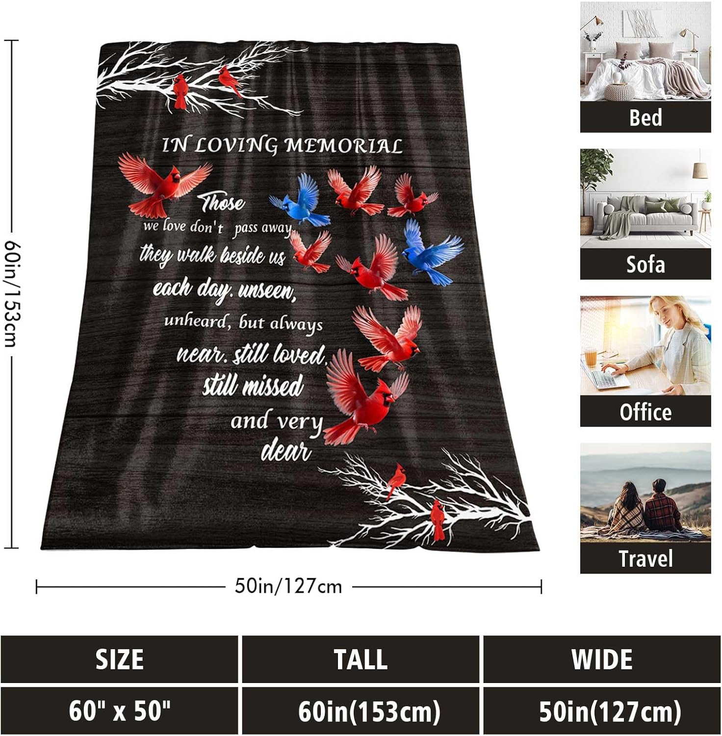 Bereavement Gift Ideas, Sympathy Gifts for Loss of Loved One, in Memory Blankets for Loss Loved Ones 60" X 50", Memorial Gifts for Loss of Mom, Dad, Son, Daughter - Image 3