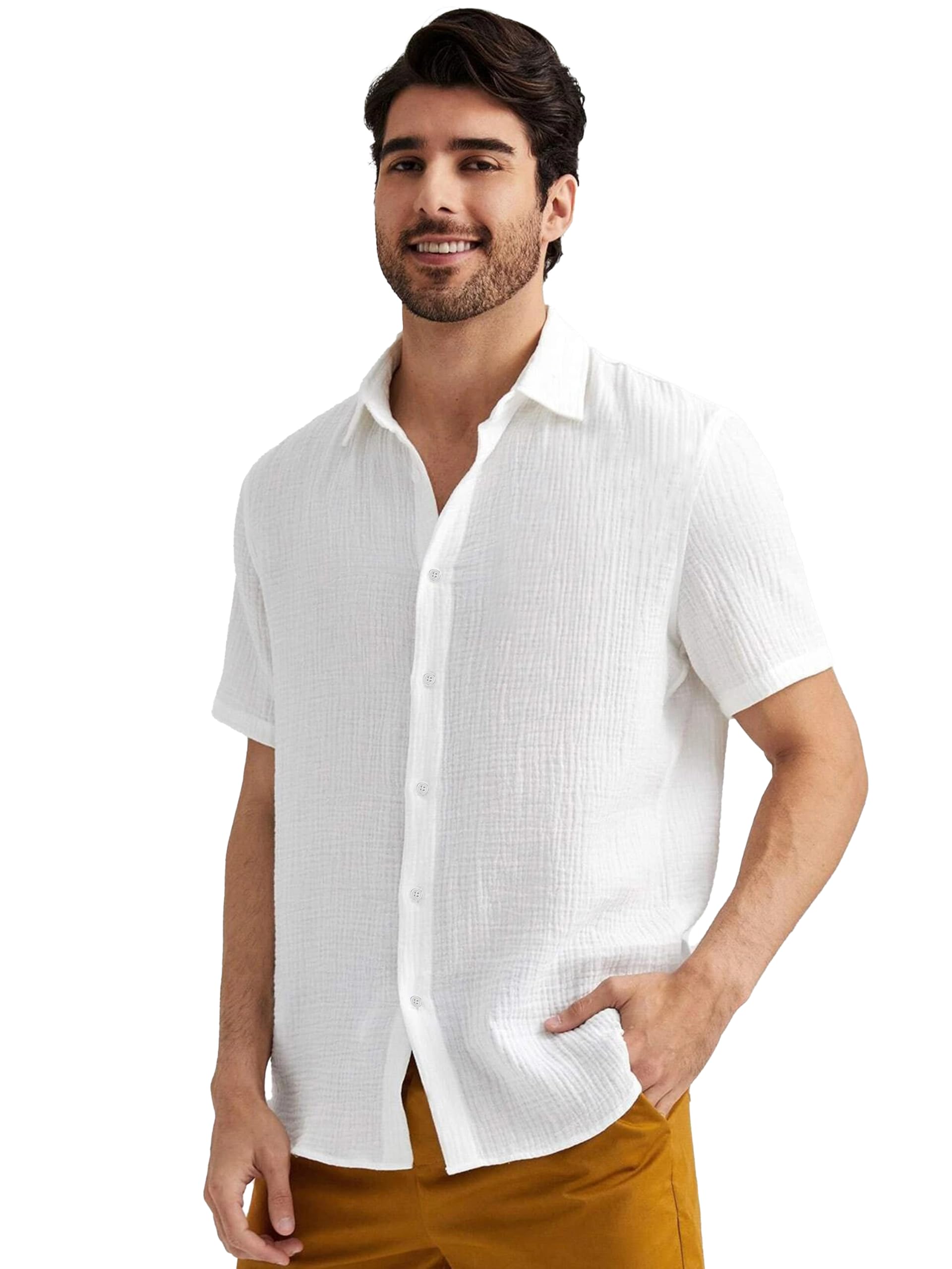 webric l Men's Solid Cotton Blend Shirt | Casual | Plain | Half Sleeve | Black Shirt | Summer-Regular Fit (Available in Plus Size)-picture-37