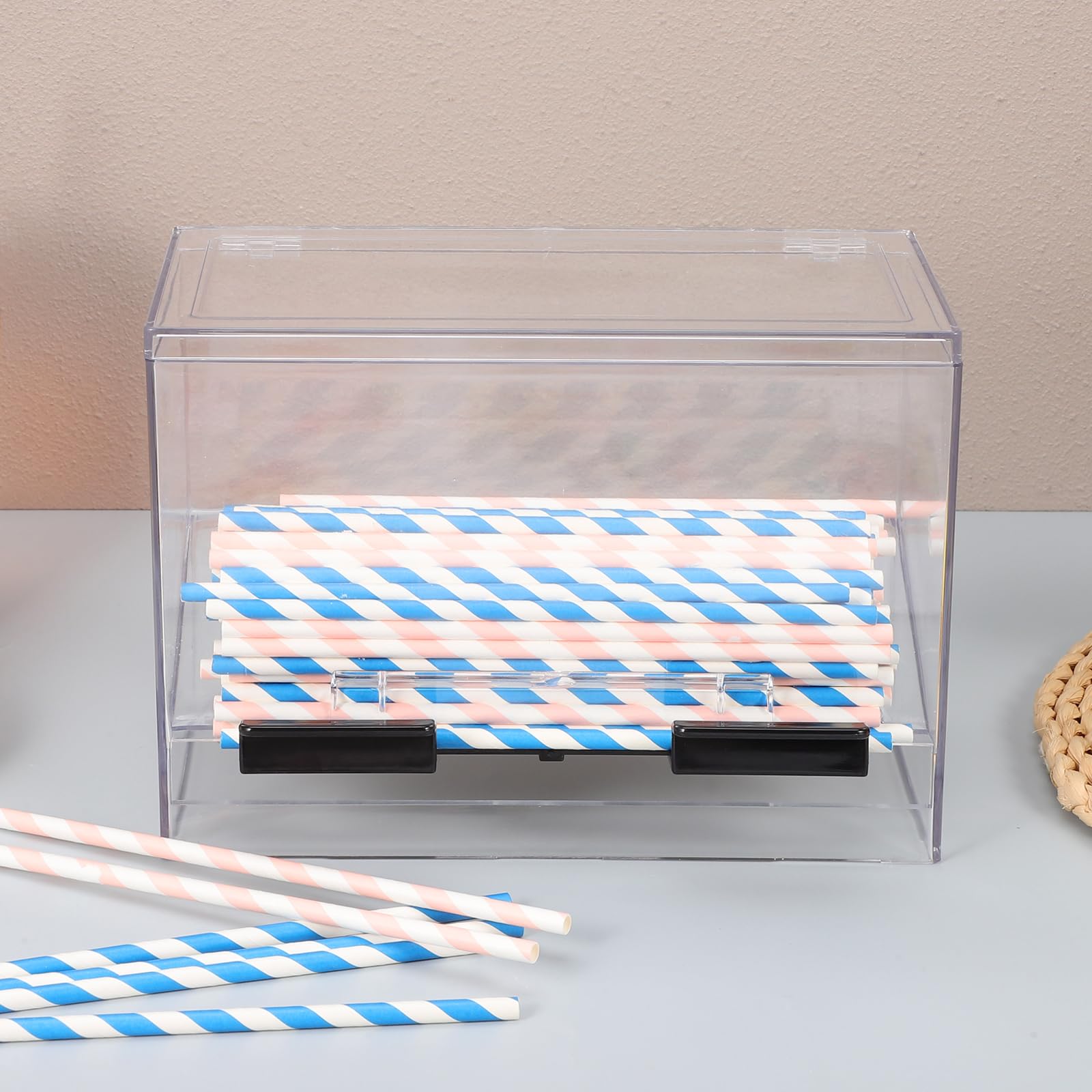 MAGICLULU Selbstbedienungs-Strohbox-Halter, transparenter Strohhalm-Spender, Acryl, Kaffeezubehör