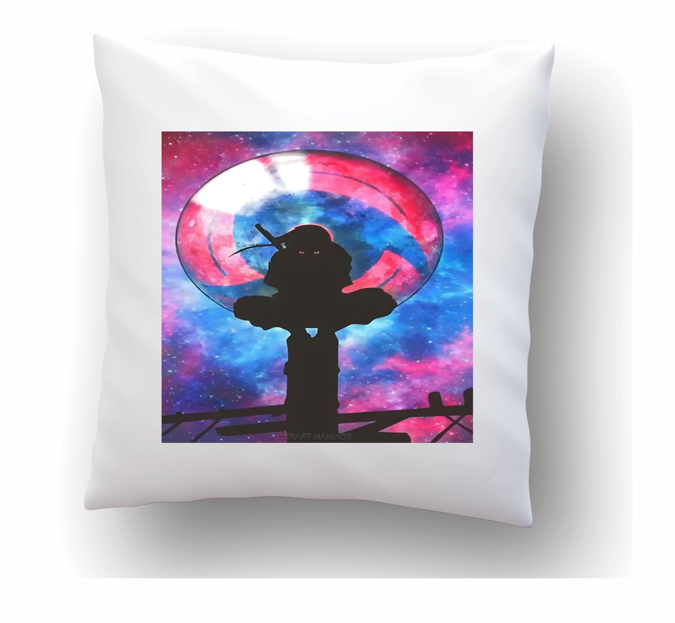 CRAFT MANIACS Itachi Uchiha Ninja Poster 16 * 16 Pillow with Filler | UBER Cool Merch for Anime Lovers