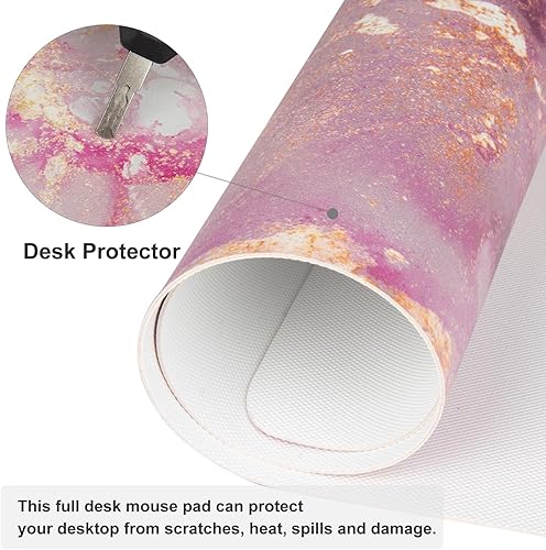 Miniatura 5 de QIYI - Alfombrilla grande para mouse, linda alfombrilla de escritorio rosa para computadora, alfombrilla de escritorio de piel sintética impermeable