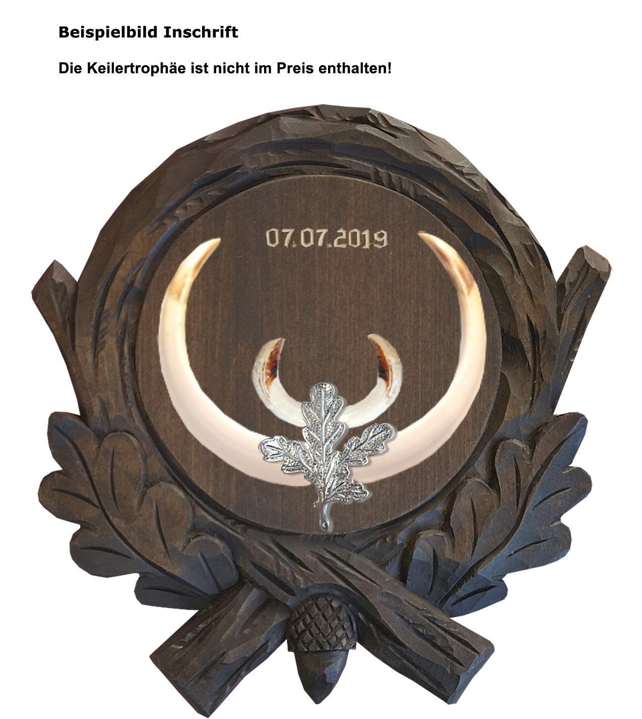 Jagd-Schnitzerei Peter Keilerbrett handgeschnitzt inkl. Abdeckung Keilerbrett 15 cm