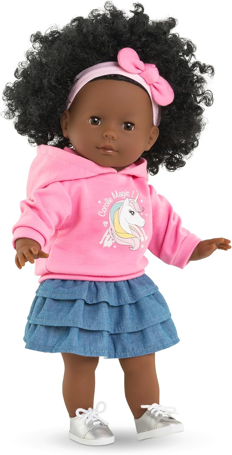 MaCorolle Maëlys Soft Body Dressing Doll with Curls in Cute Outfit, Sleeping Eyes, Vanilla Fragrance, 36 cm, from 3 Years