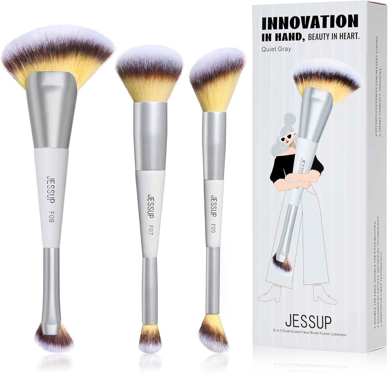 Jessup Face Makeup Brush Set 3pcs...