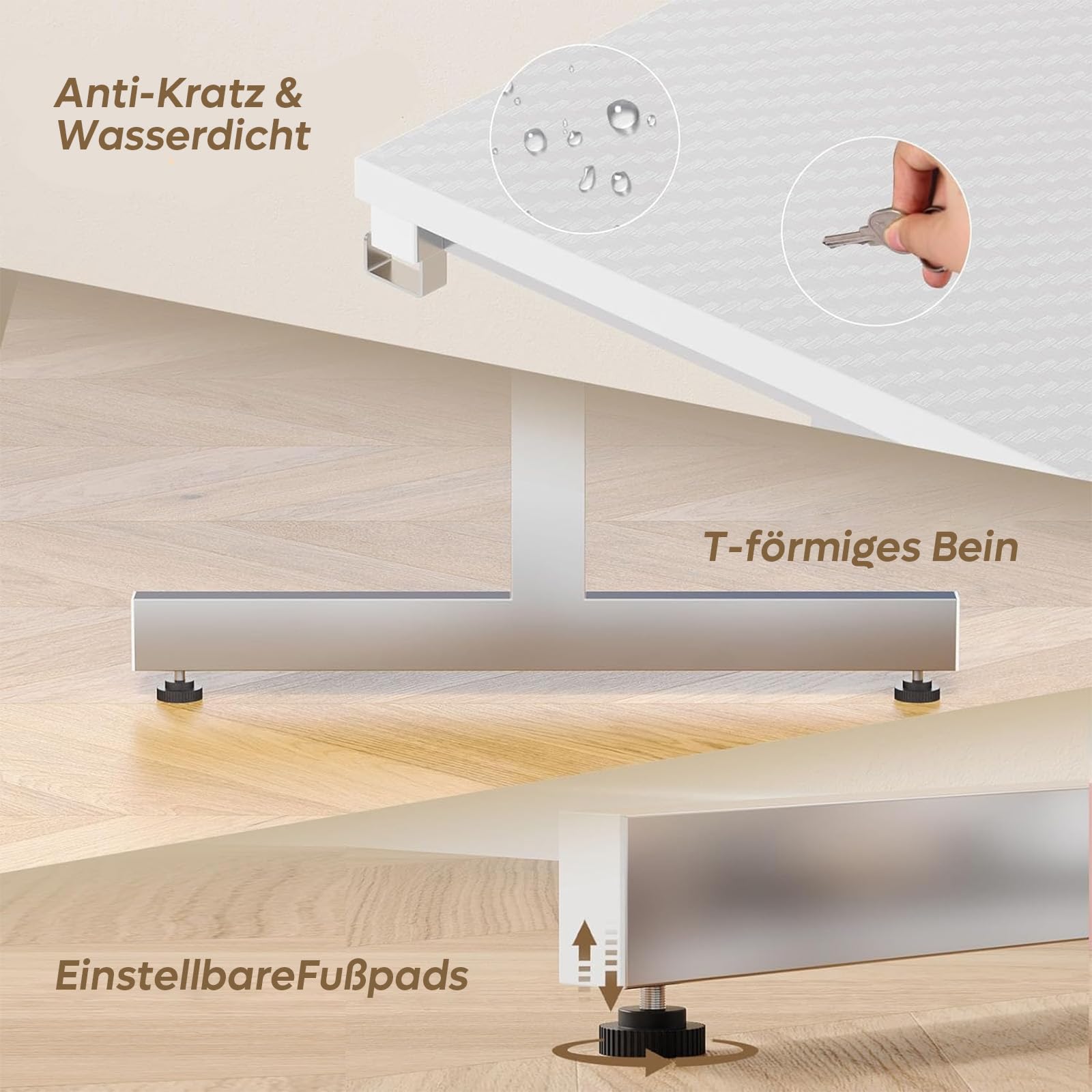Bestier Scrivania da Gioco con LED, Tavolo con Supporto per Monitor e Rivestimento in Fibra di Carbonio, Scrivania per Computer con Portabicchieri e Gancio per Cuffie, Bianco 106 cm