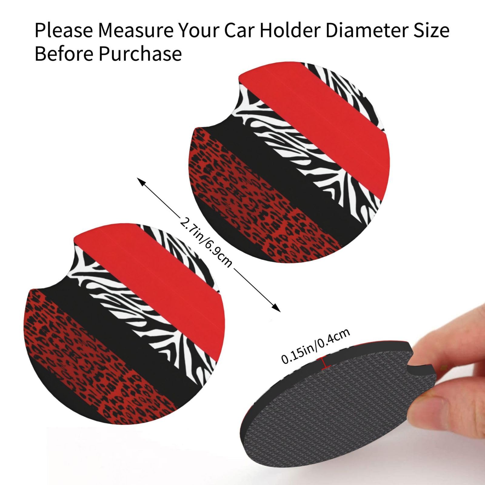 Tifanso Sottobicchieri Auto Leopardo – 2 Pezzi In Neoprene Assorbente 7 Cm, Universali, Antiscivolo, Accessori Interni Auto Per Donna - 2