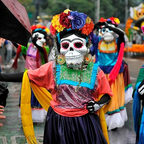 Miniatura 5 de OAOLEER Day of the Dead Mexican Rose Flower Crown Headband for Women Halloween Party Costume Headpiece Bridal Cosplay,1PCS