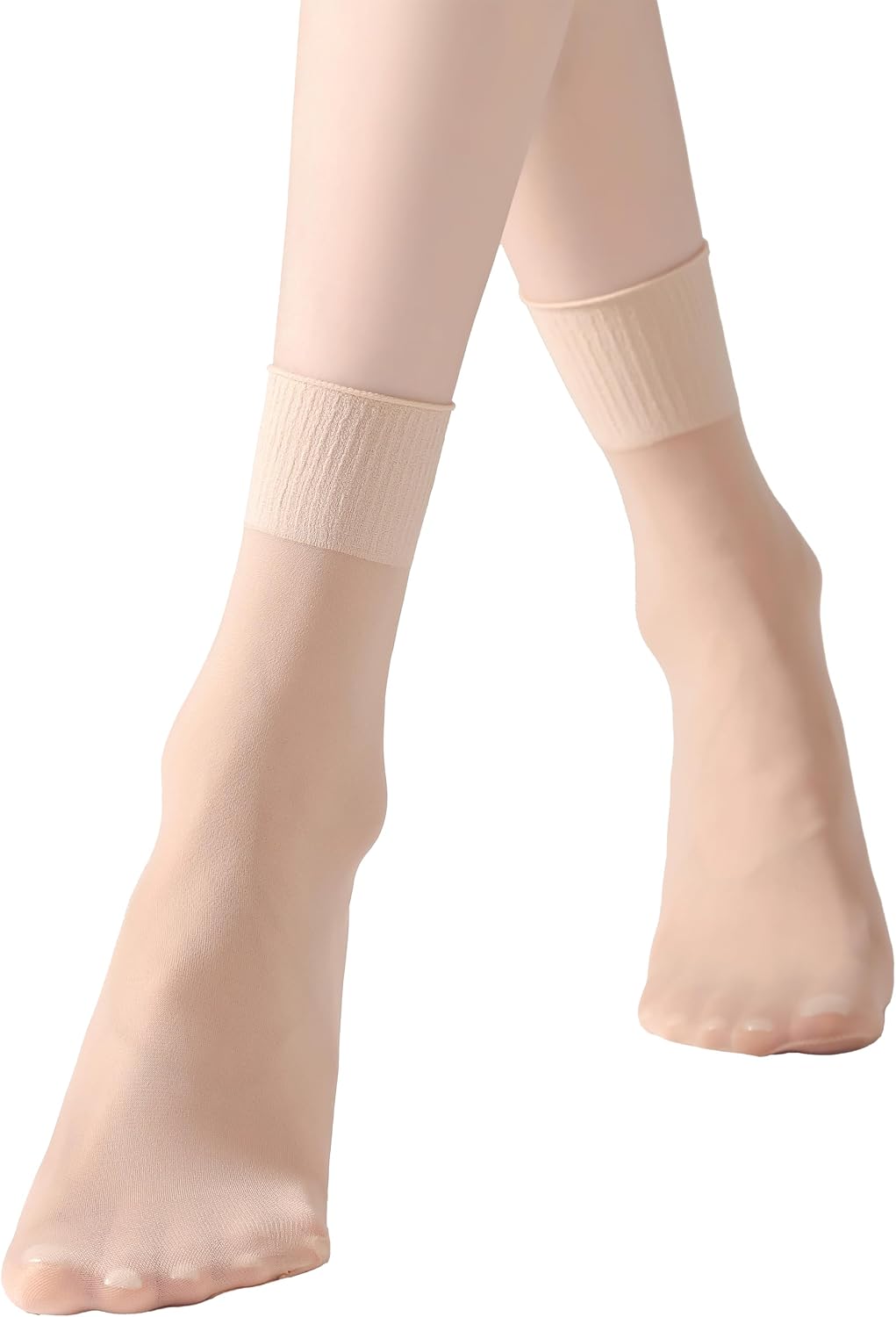 Womens 30D Lettuce Trim Sheer Ankle Nylon Socks, Ankle High Tights Hosiery