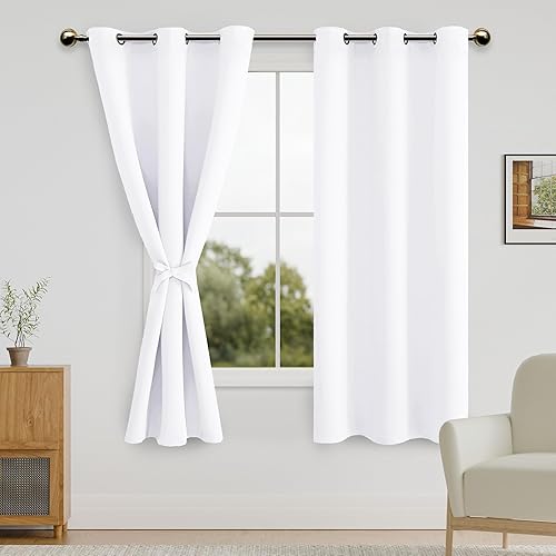 Miniatura 2 de DWCN Cortinas opacas y cortas para dormitorio, con alzapaños, dan privacidad, oscurecen habitación, ojales en parte superior, para la sala, 42 x 63