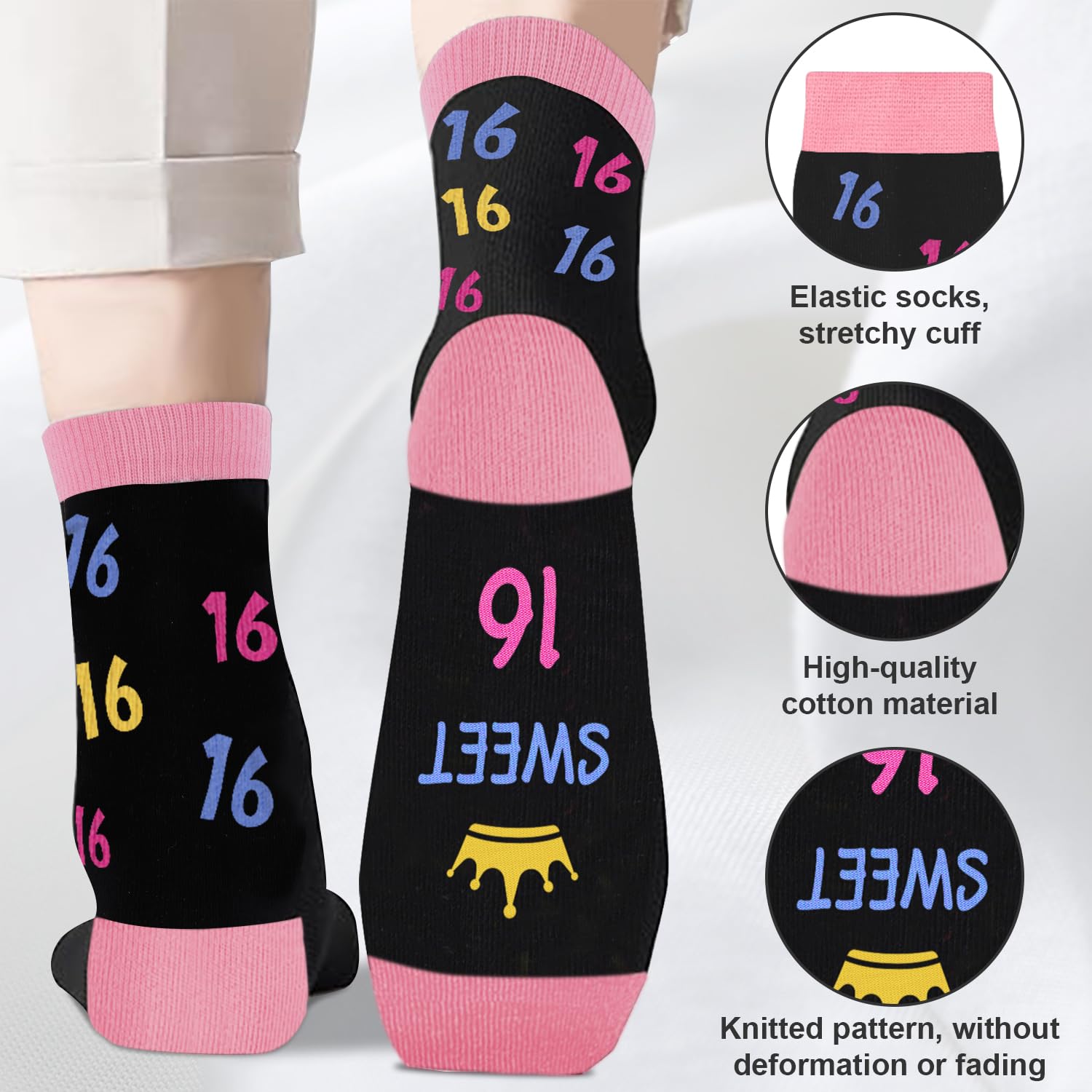 Juesly 5-18 Years Old Birthday Gifts for Girls - Socks for Girls with Pop up Birthday Card, Presents for 5-18 Year Old Grils