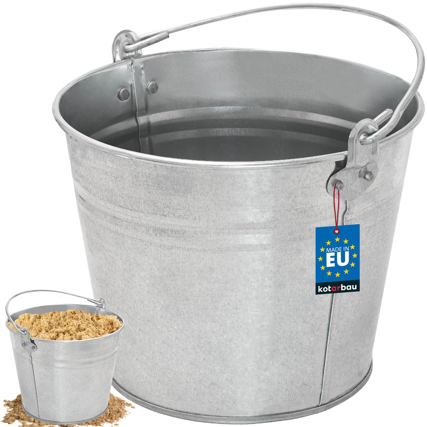 KOTARBAU® Metal Bucket - Galvanised Steel - 5 L (1.1 Gallon) - Silver - Heavy Duty - Builders Bucket - for Hot Ashes - Water - Rust - Resistant