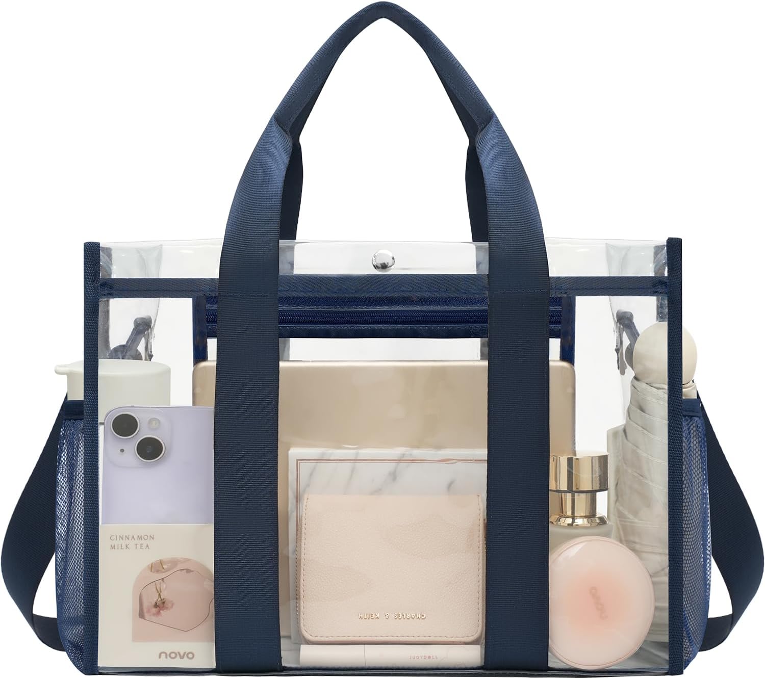 BAGAIL Stadium Approved Clear Tote Bag with Inner Pocket, Transparent Travel Bag for Sports Event, Concert, Work