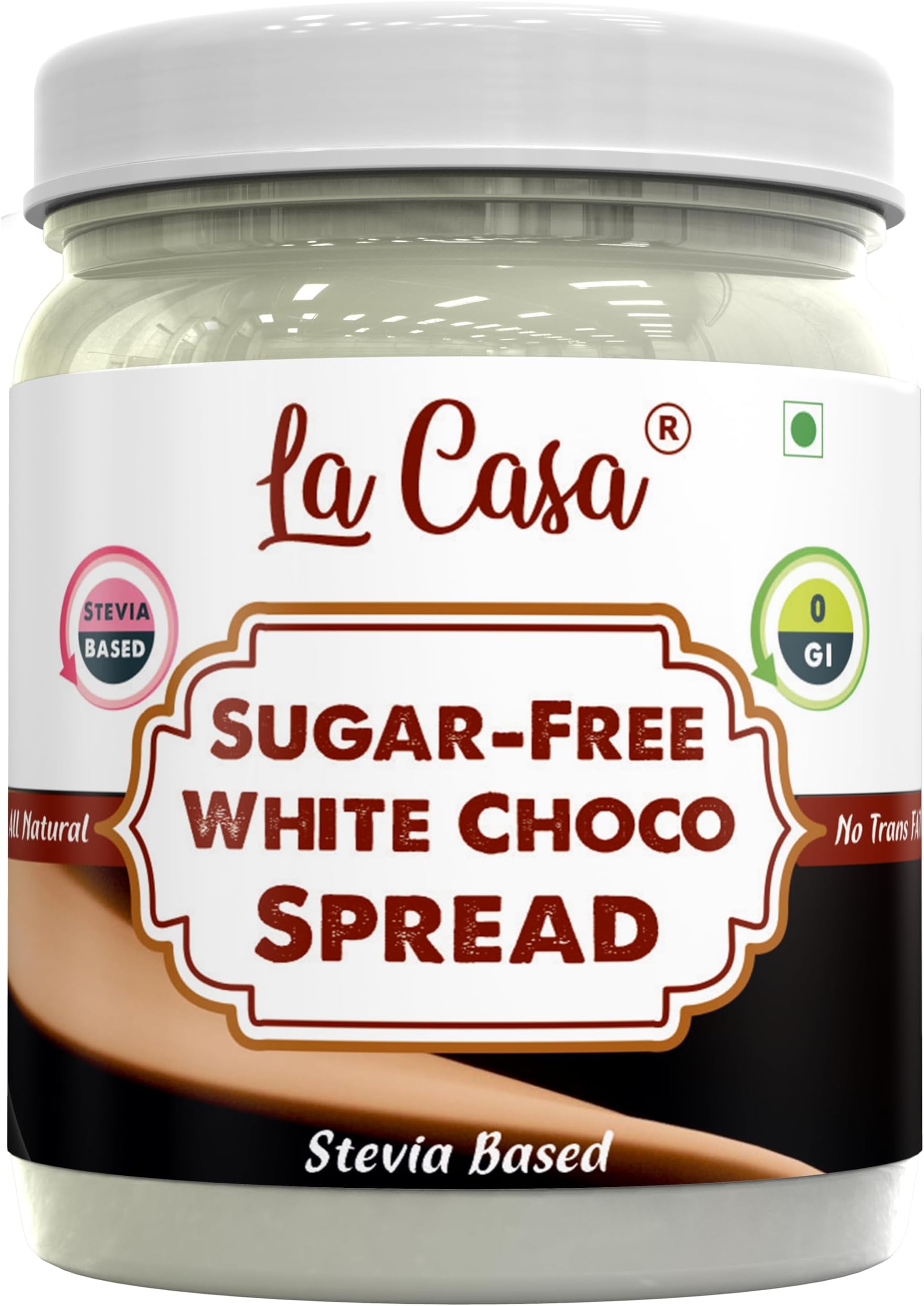 La Casa Sugar-Free White Chocolate Spread | Stevia Based | All Natural Indian Dessert Spread | Product of India | 350g