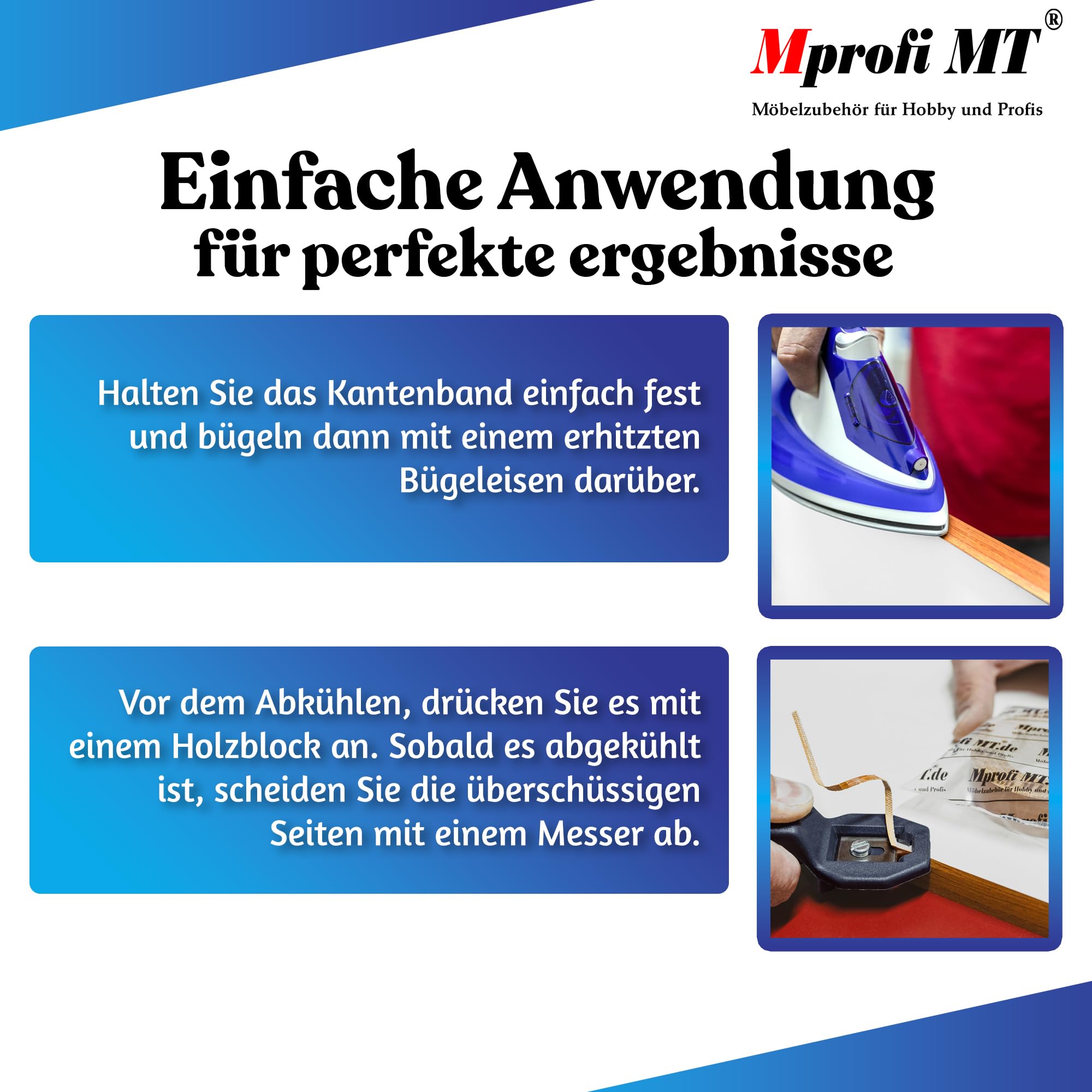 Mprofi MT® Kantenumleimer Wenge | 28 mm x 50 m | Melamin Kantenband | Bügelkante für Möbel & Regale | Kantenumleimer mit Schmelzkleber | Bügelkante für Möbel & Regale – 1720/28/50