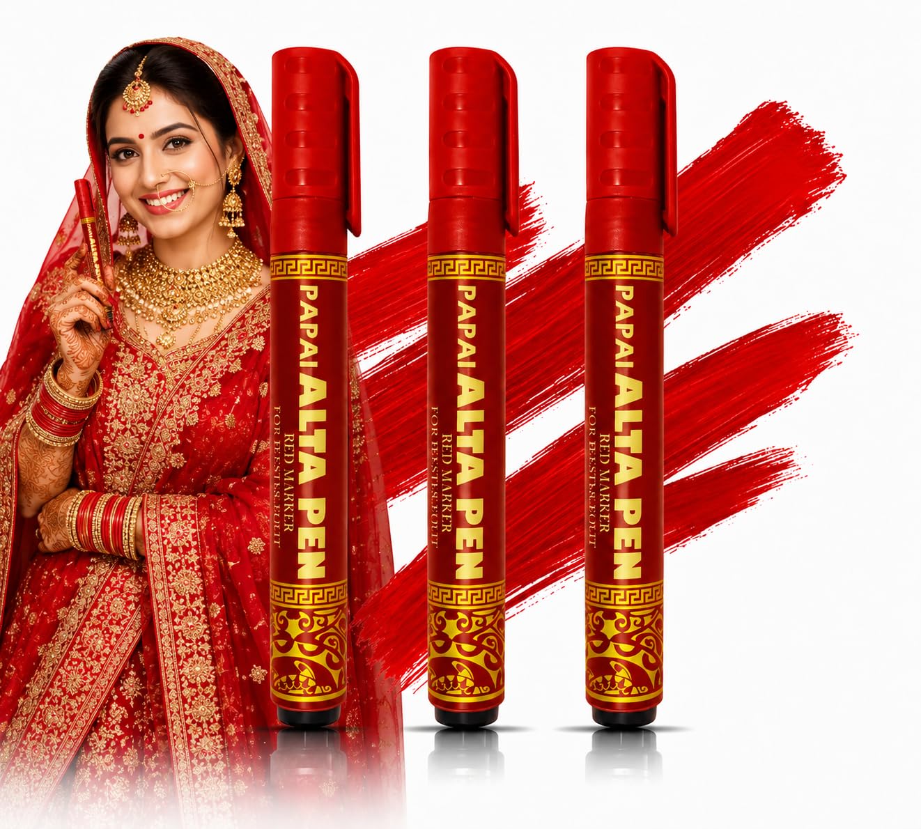Red Alta Pen for Dance & Bridal Makeup - Waterproof Marker -1