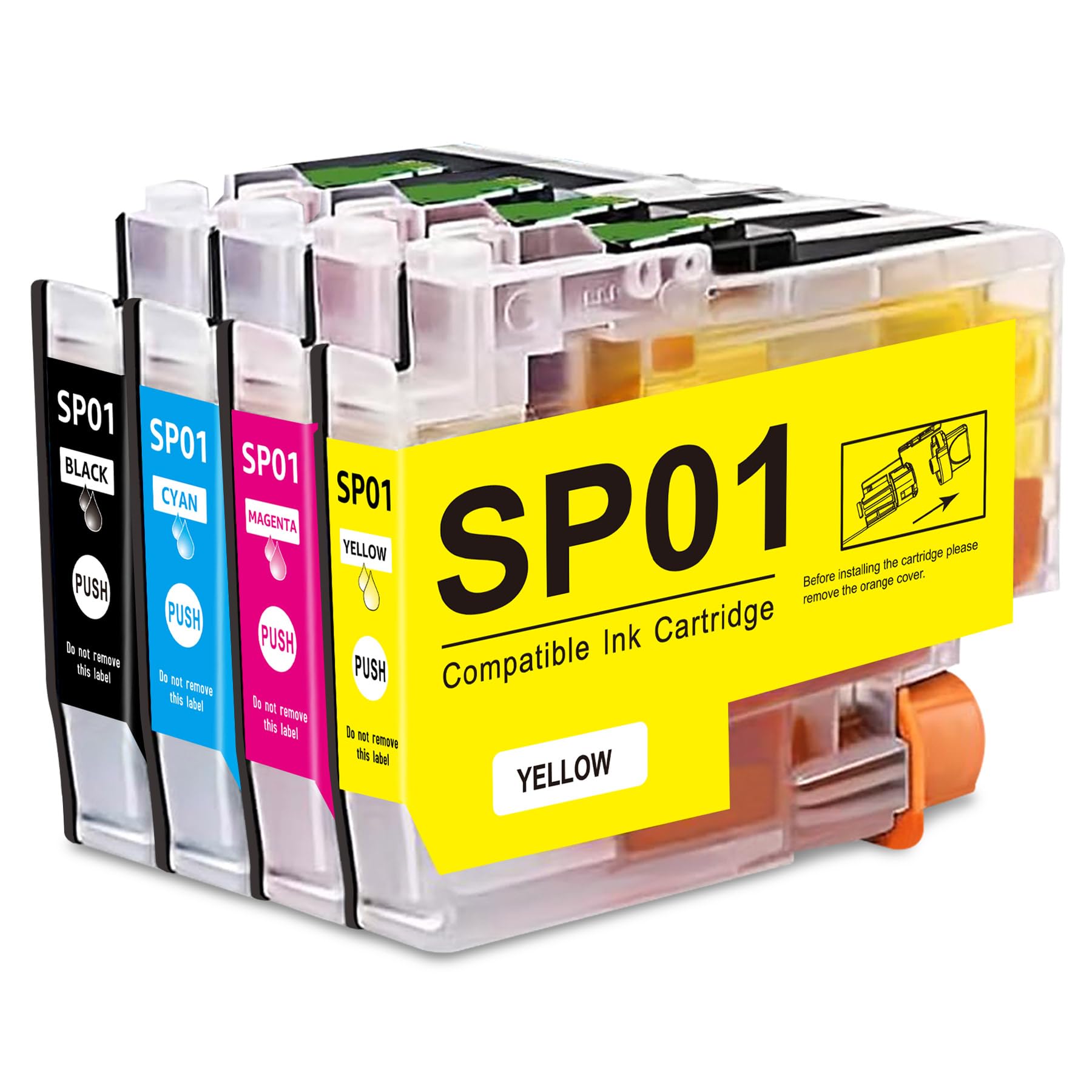 SP1 Sublimation Tinte für Bro SP1 SP01 SP-01 SP-1 SP01BKS SP01CS SP01MS SP01YS Patrone Ersatz für Bro SP1 Sublimationsdrucker (4 Pack, Schwarz, Cyan, Magenta, Gelb)