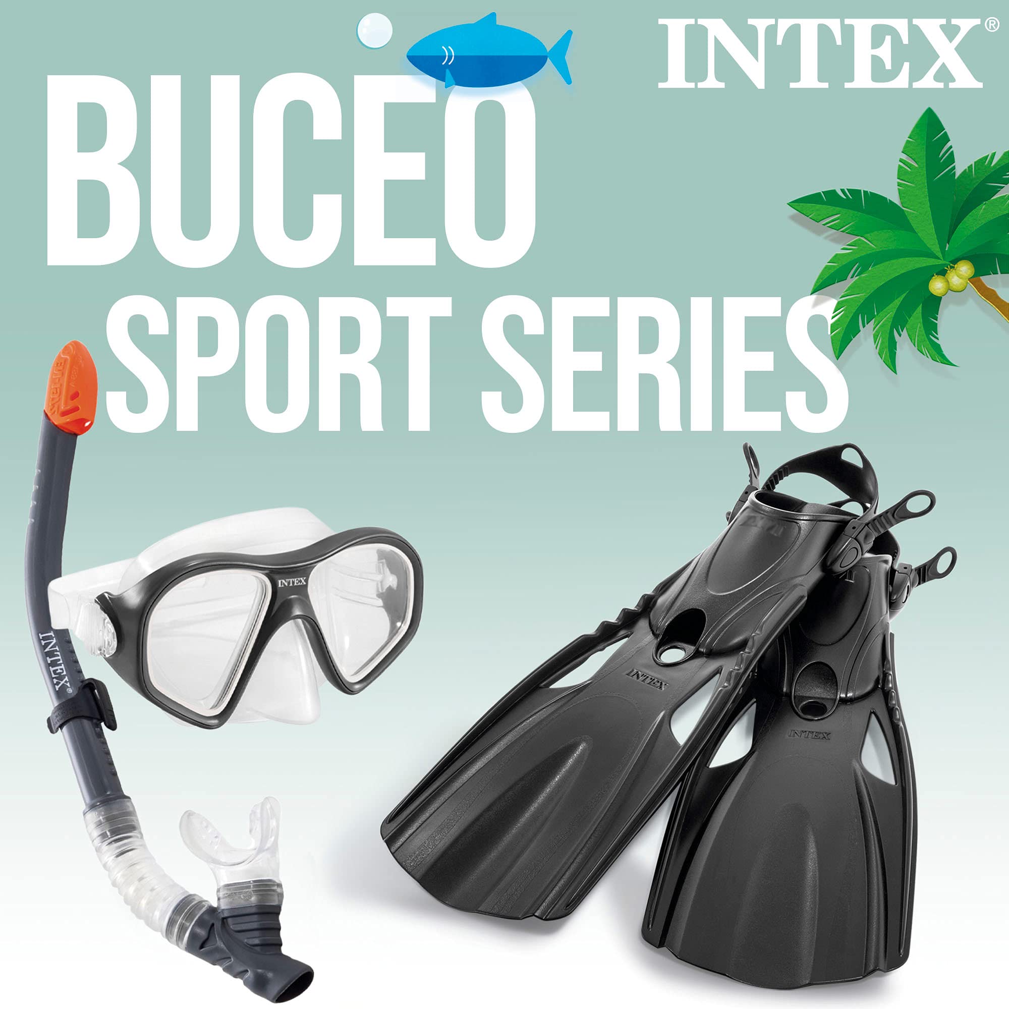 Intex 55657, Set para buceo Reef Rider Sports, Unisex niños, Multicolor, Talla 41-45