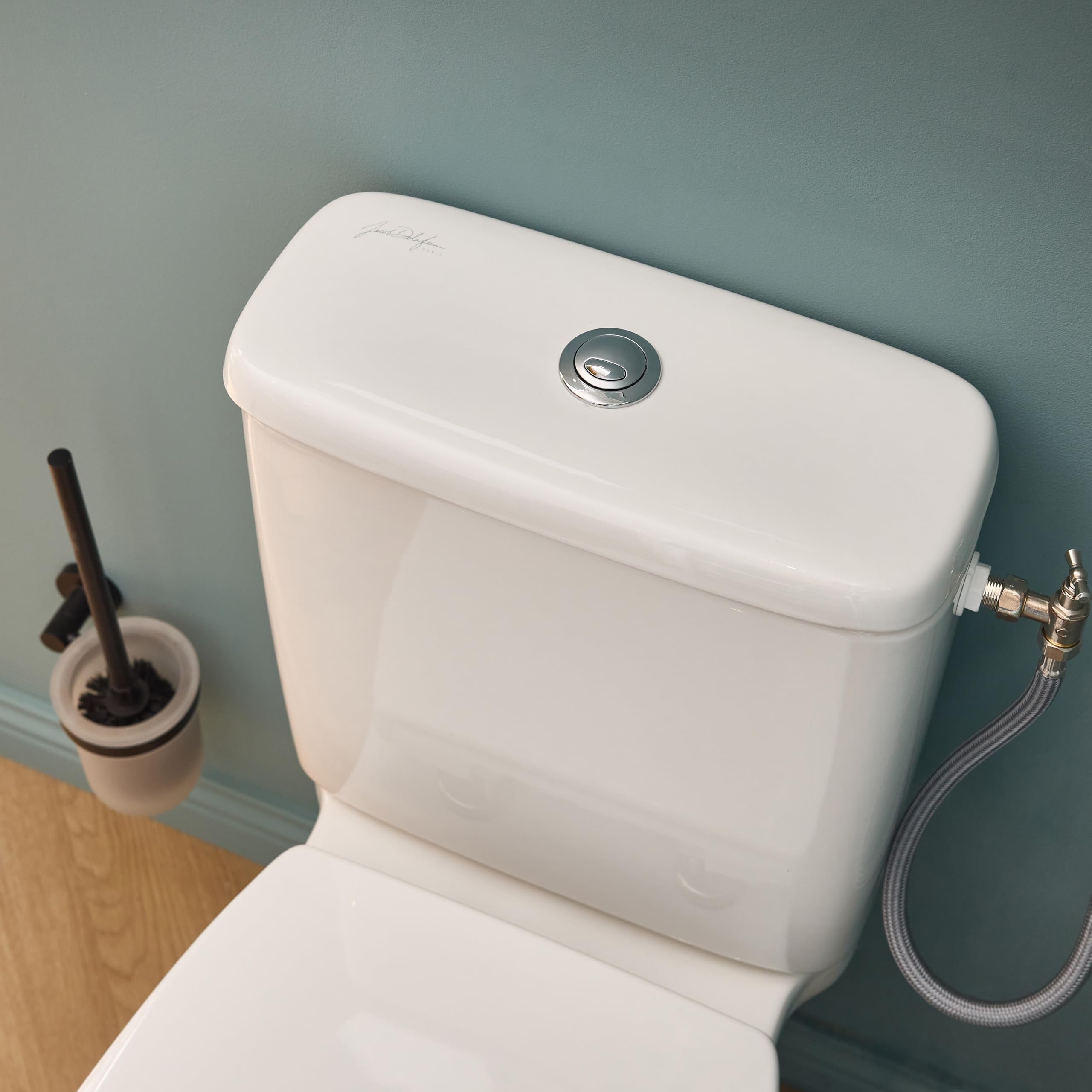 Jacob Delafon - Pack WC au Sol Sans Bride Camille - Sortie Horizontale - Réservoir 3/6L Econome en Eau - Abattant Extraplat Fermeture Douce - Céramique recyclée - 36x65x77 cm - Blanc - E40945-00