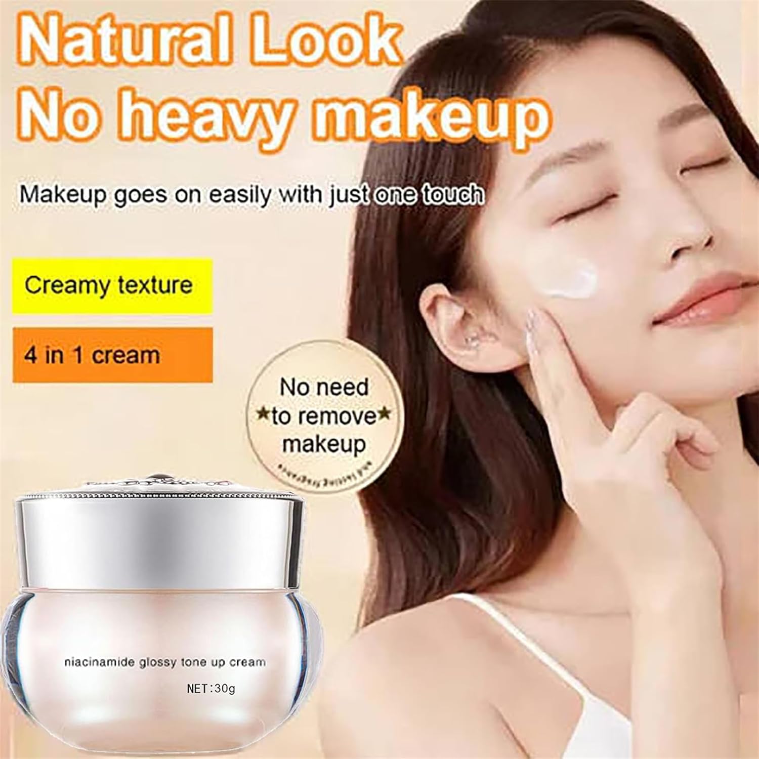 Niacinamide Revitalizing Tone-Up Cream, 30g Tone Up Cream, Niacinamide Makeup Cream, Makeup Concealer Foundation Oil Control & Long-Lasting (3Pcs, 30g)