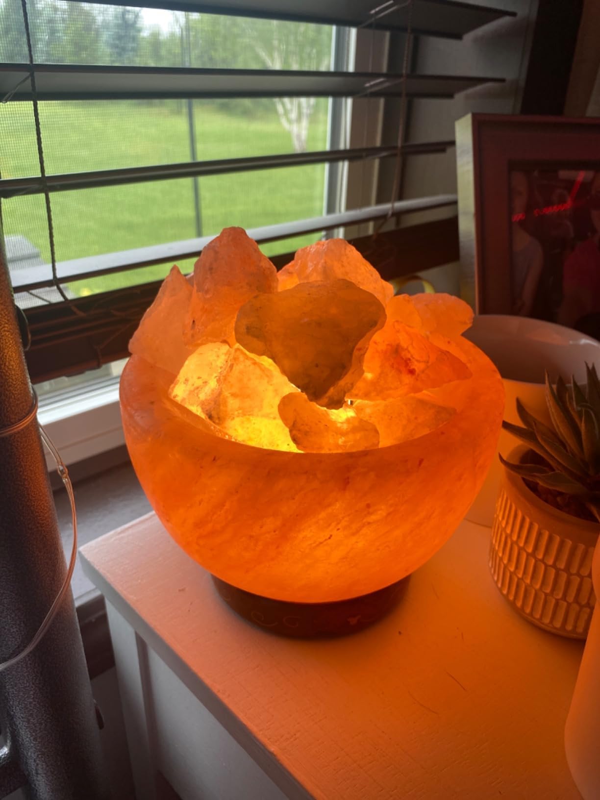 NatureBoost Himalayan Pink Salt Lamp Bowl with Chunks (BowlChunks) Comes with dimmer Switch and a Pair of 15W Bulbs Unique Gift idea