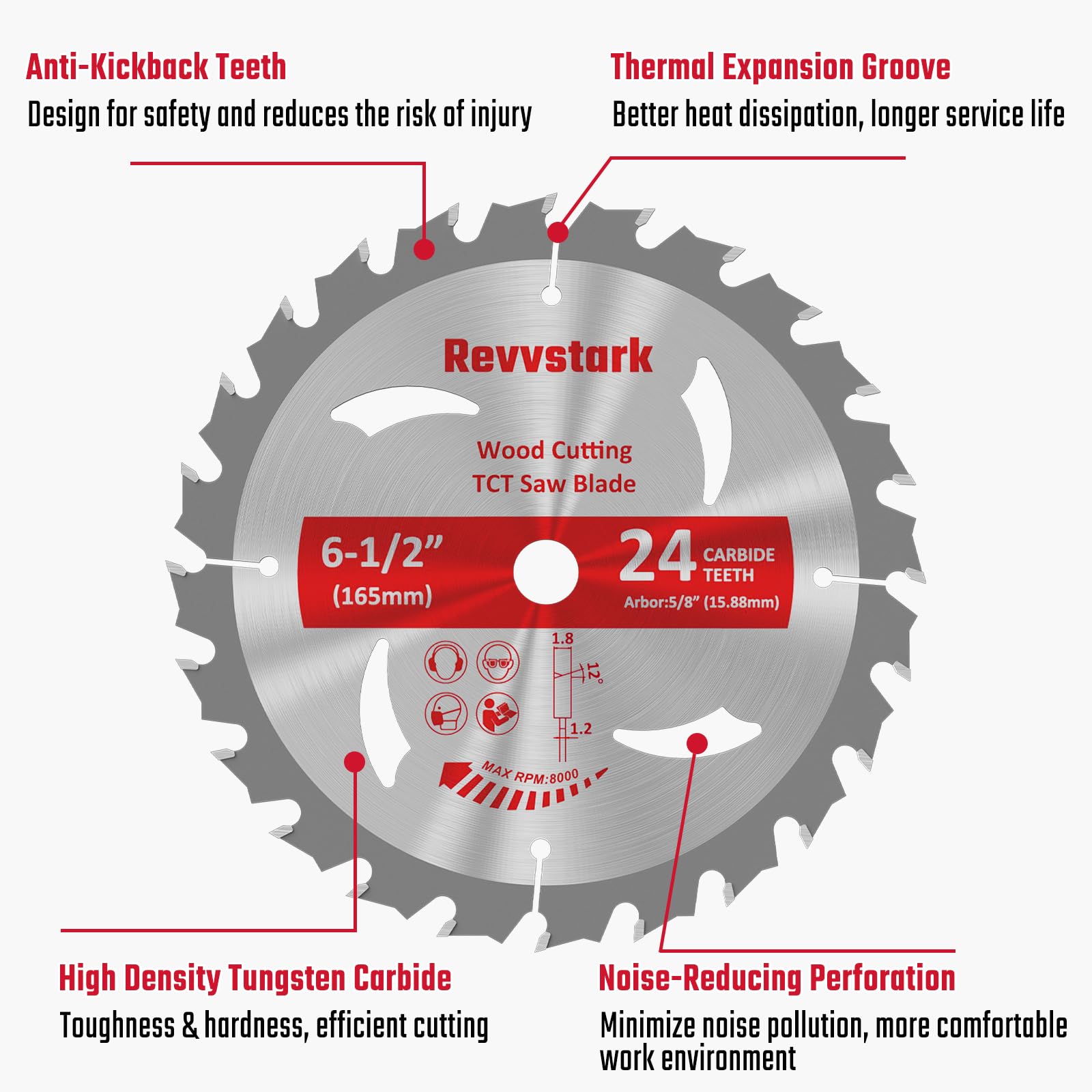 Circular Saw Blade 6-1/2" 24/60T - Wood Cutting -4