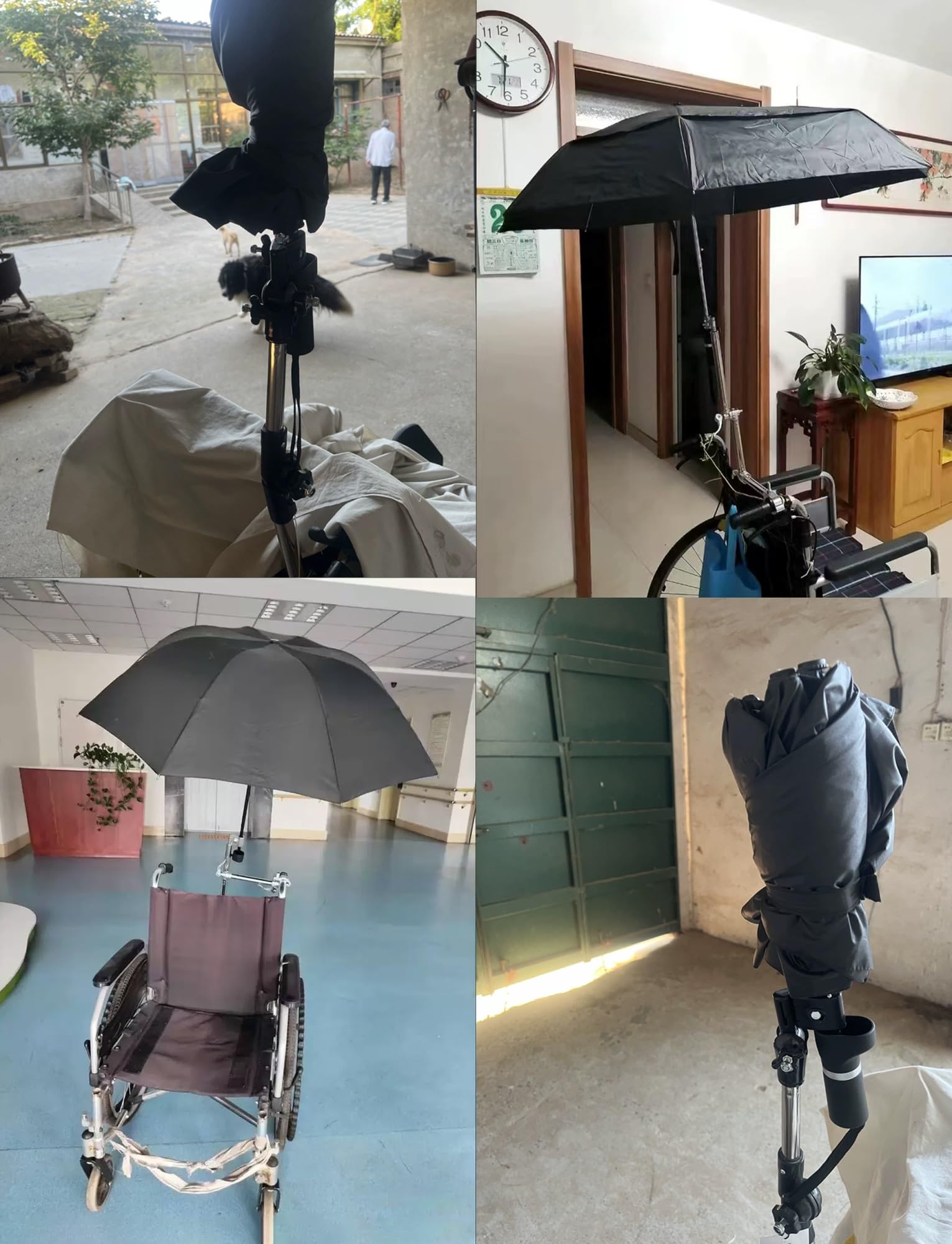 Supporto Universale Portaombrello per Sedia a Rotelle,Morsetto Regolabile