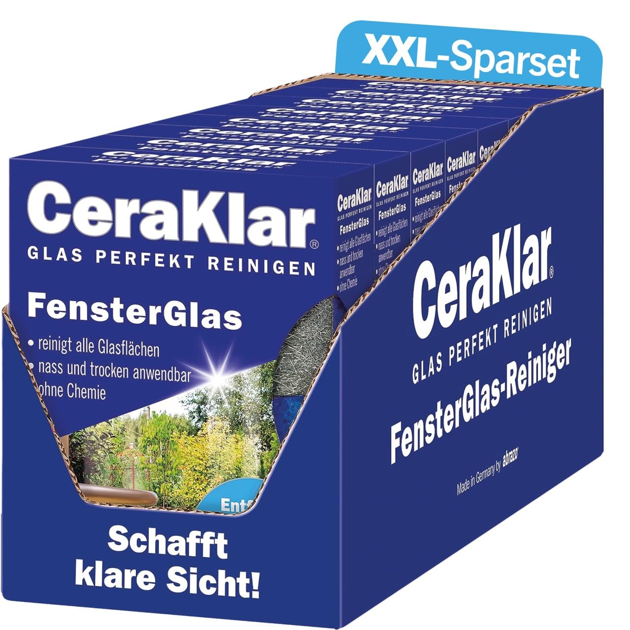 abrazo CeraKlar FensterGlas - 16 Glasreiniger, 8x2 Stk. - Scheibenreiniger f. kratzfreie, gründl. Scheibenreinigung, Glasreiniger Fenster & Echtglas