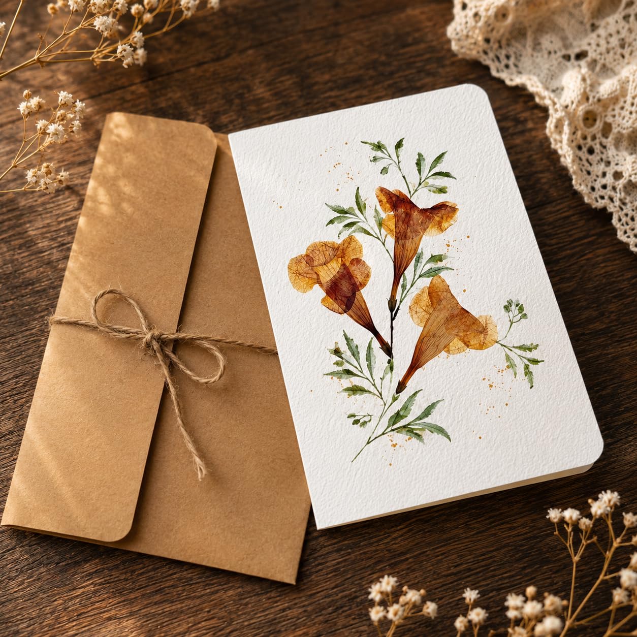PetalsbyShweta, Pack of 1 pressed flower greeting card | handmade notecard with envelope| customisable greeting card