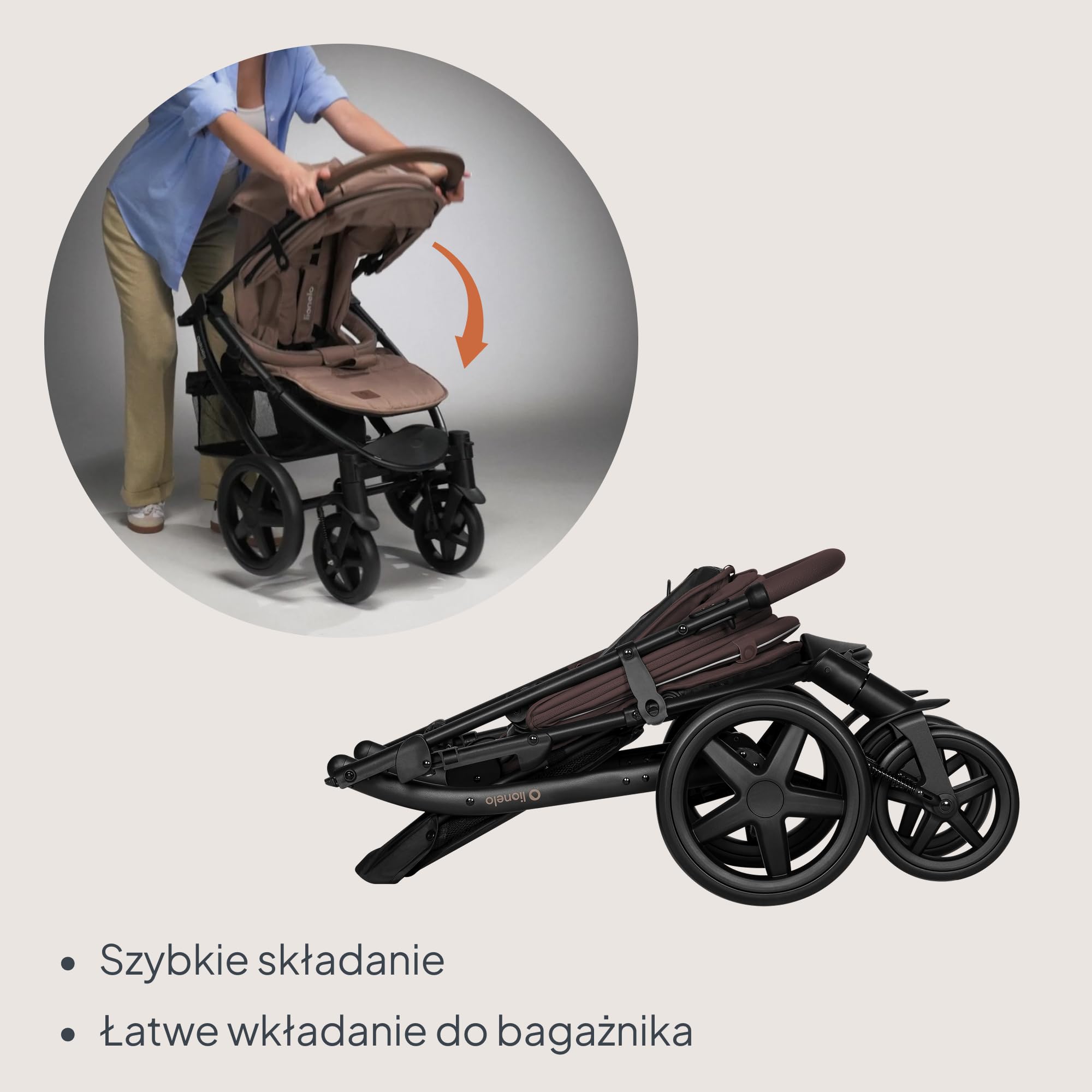 Lionelo Annet Plus wózek dziecięcy typu buggy od urodzenia do 22 kg, funkcja rozkładania, kompaktowy, składany, duże koła EVA z zawieszeniem