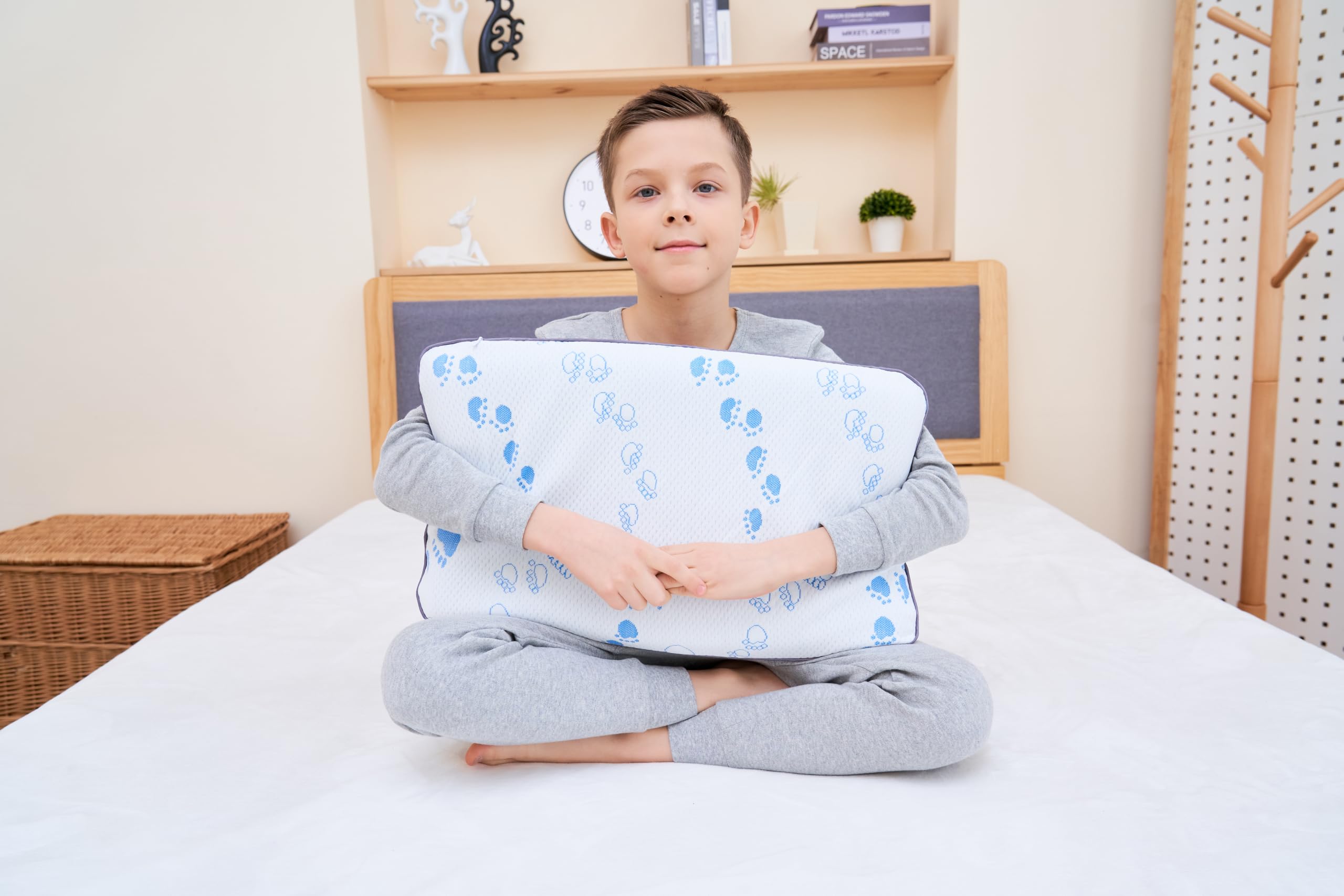 Cojín de Espuma viscoelástica para niños Cojín de bebé para Cojines Planos para niños (4-12 años)