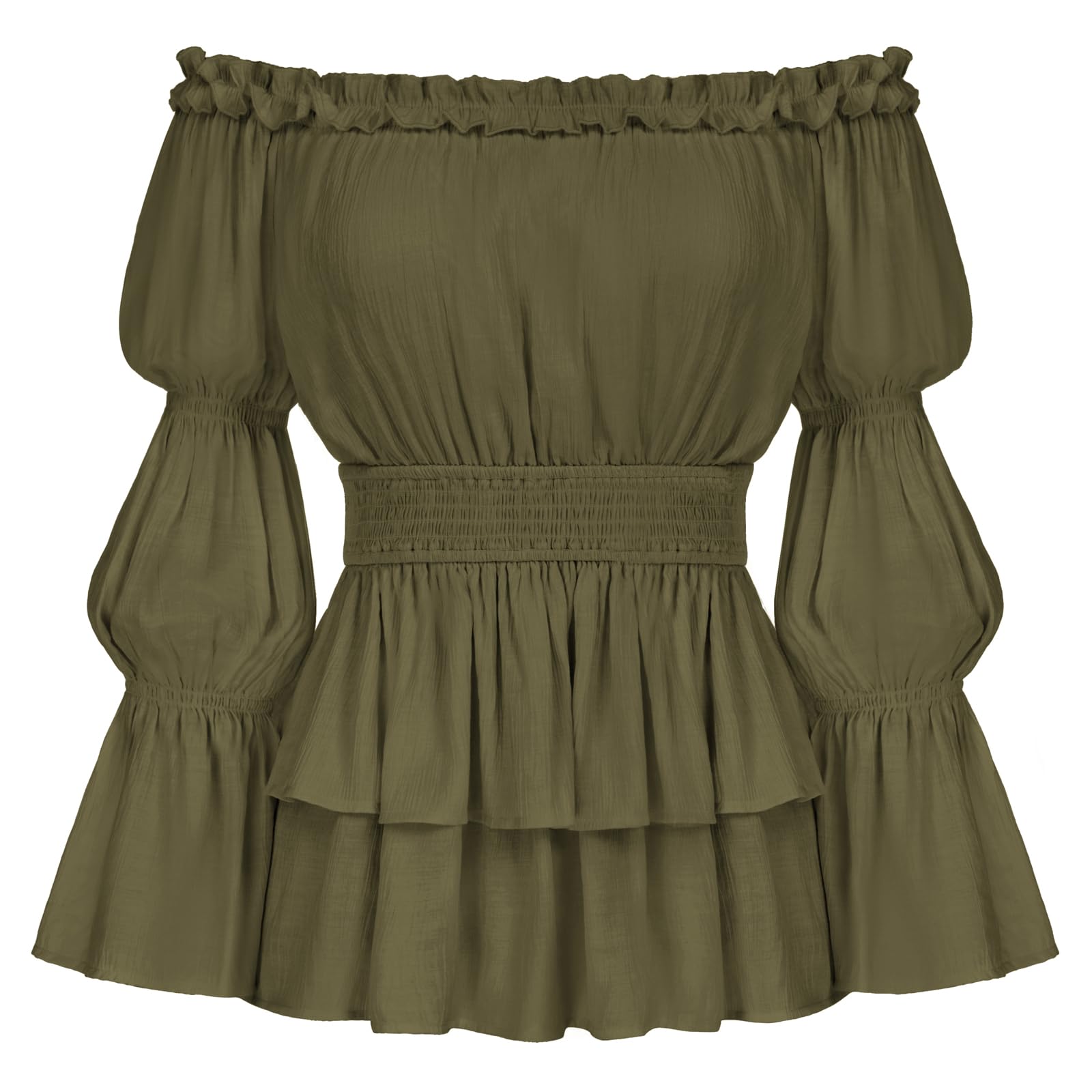 Scarlet DarknessRenaissance Shirt Women Puff Long Sleeve Peplum Peasant Tops