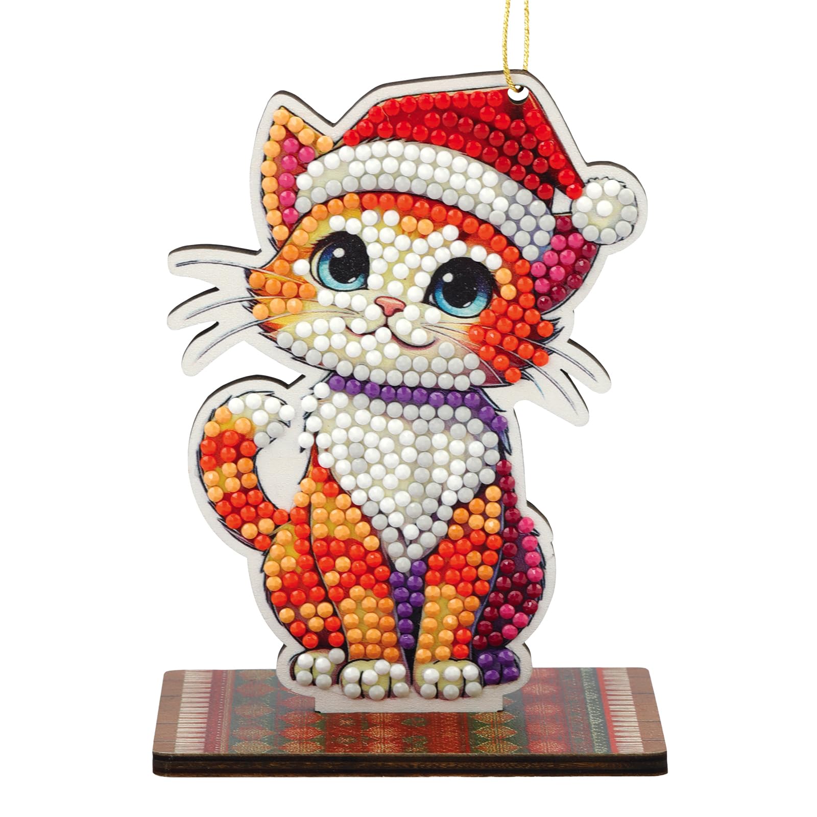 CRYSTAL ART Christmas Cat Hanging Buddies Decoration