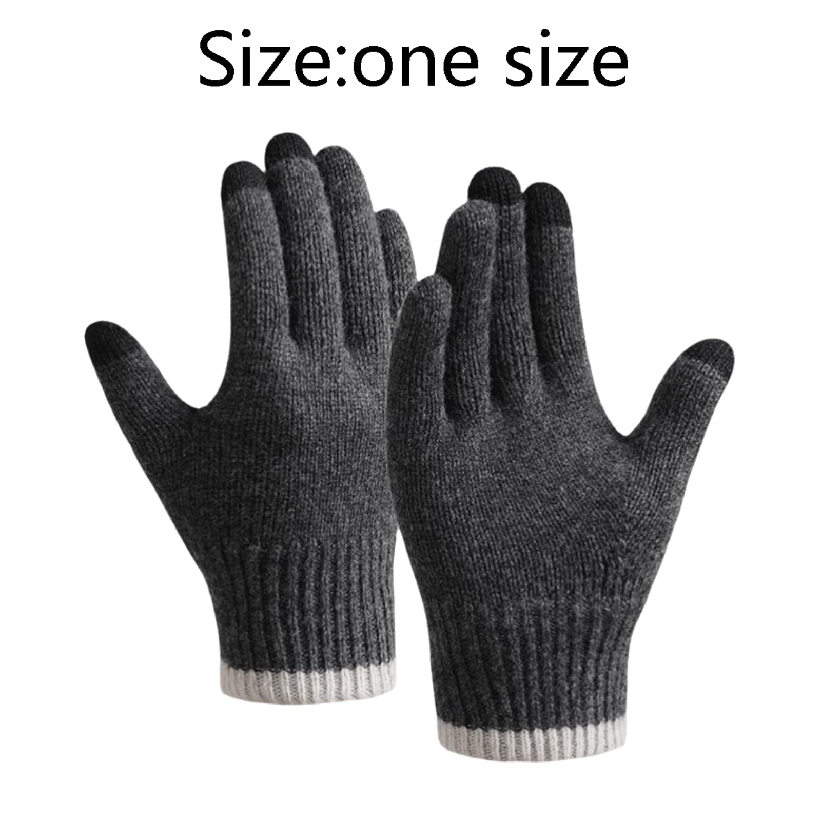 Cálido Mitones de Lana con Dedos para Pantalla táctil, Guantes Tejidos con Forro de Lana, Guantes Deportivos térmicos, Guantes con puños elásticos para Hombres y Mujeres cómodo