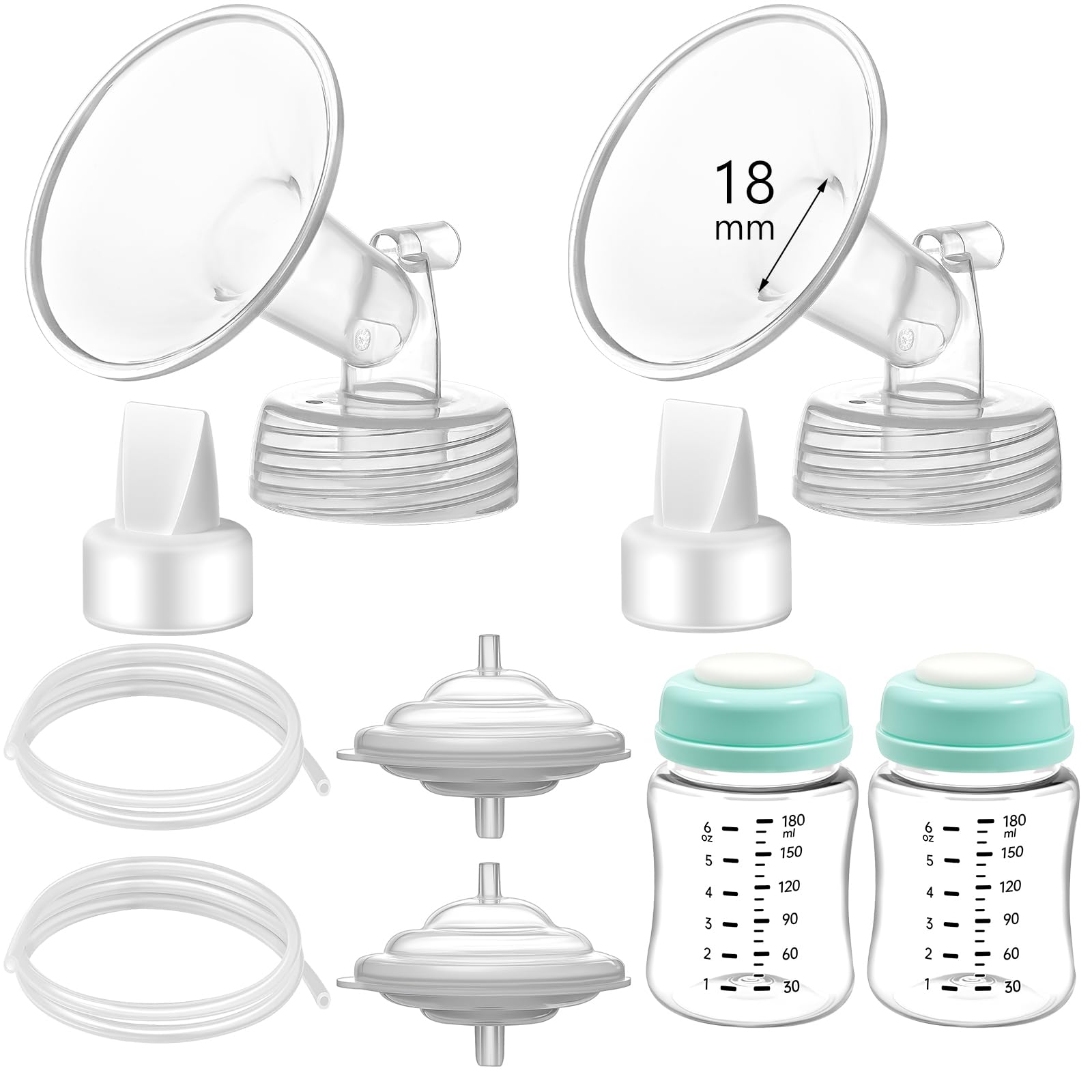 Momstouch Pump Parts Compatible with Spectra S1/S2/9 Plus, Not Original Accessories, Full Set Replacements Include 18mm Flanges, Duckbill Valves,