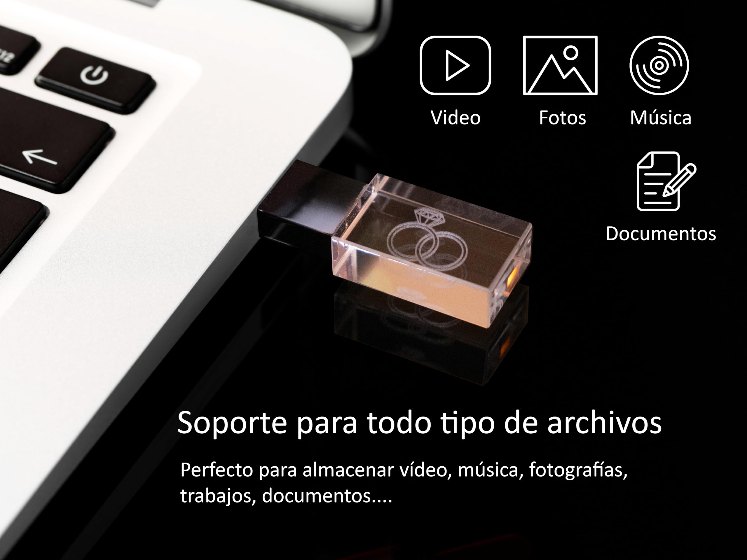 PENDRIVE 32 GB - Memoria USB 3.0 Premium - Pen Drive 32gb Madera- USB Boda - Memoria Externa Cristal - Pen Drive Regalo - Llave Personalizado - USB Memoria Flash - Pincho USB Stick 32gb