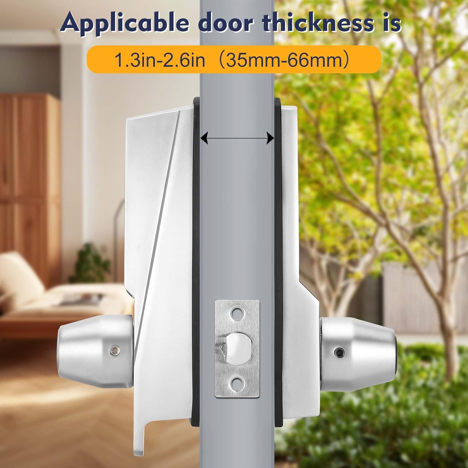 New Upgrade Mechanical Door Lock with Handle,Mechanical Push Button Lever Lock,Stainless Steel Mechanical Keyless Entry Door Lock with Key,Upgrade Adjustable Deadlatch 2-3/8'' and 2-3/4''
