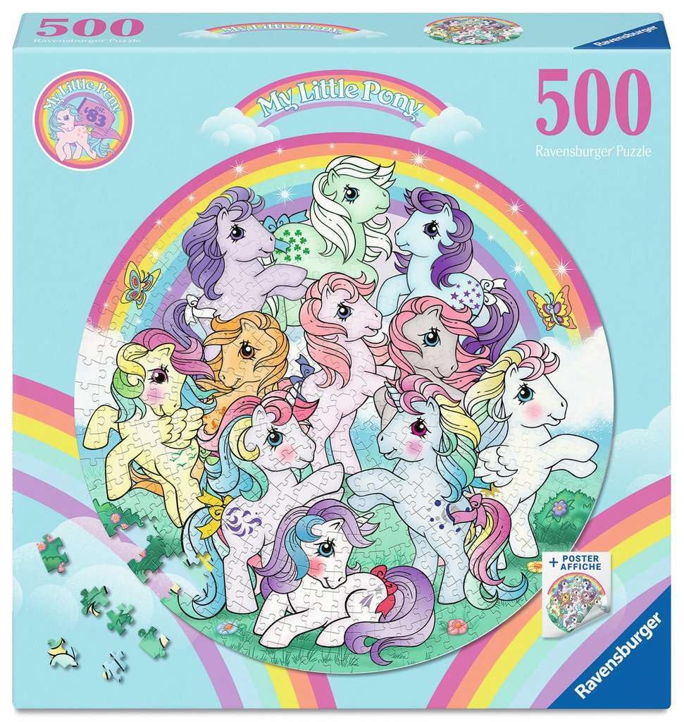 Ravensburger Children Puzzles My Little Pony - Ages 14+ | 500 piece round jigsaw puzzle, size 52 x 52 cm, designed for adults from 14 years, including poster and gift idea.