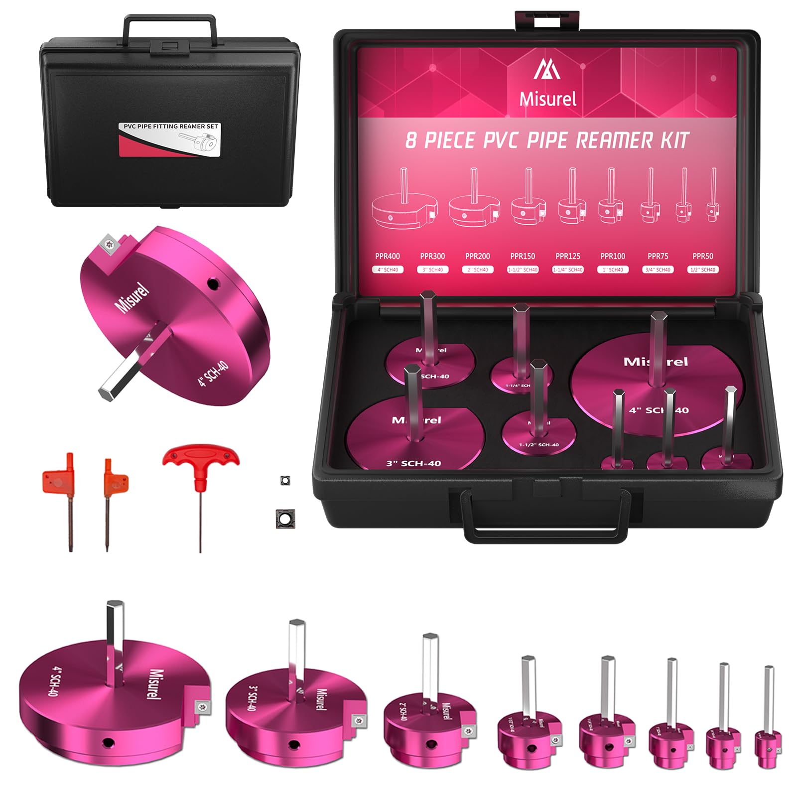 PVC Pipe Reamer Kit - 6 Sizes, Carbide Inserts -9