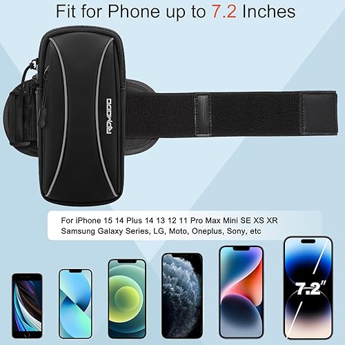 Miniatura 6 de Soporte para teléfono para correr, bolsa pequeña cruzada para hombro, bandas de brazo para correr y caminar, resistente al agua, brazalete para