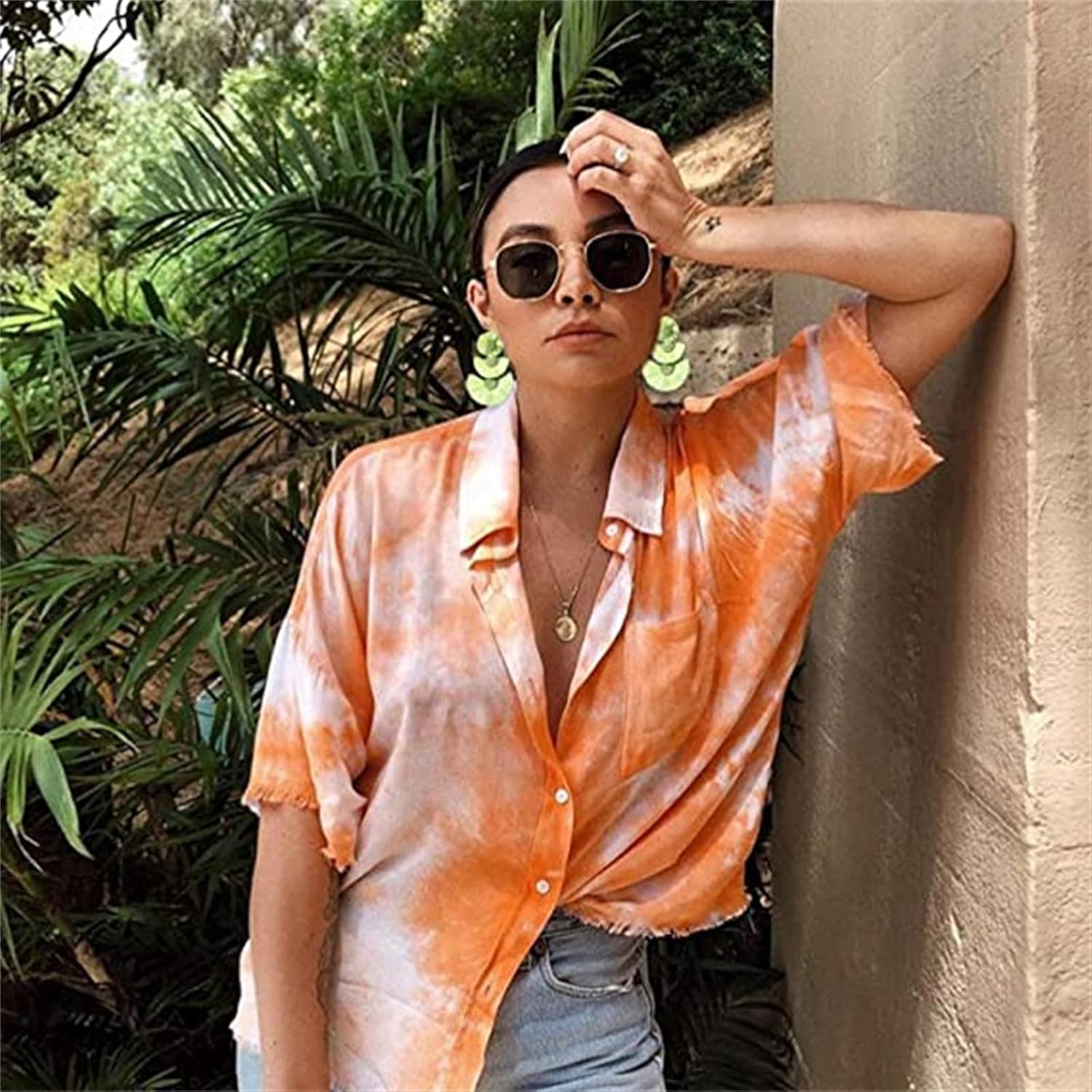 Statement Earrings Beaded Raffia Palm Bohemian Drop Dangle Earrings for women - Image 6