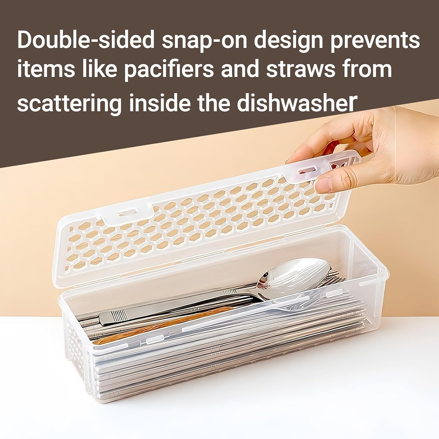 Dishwasher Basket for Small Items, Dishwasher Silverware Holder for Chopstick, Knives, Scoops, Ideal for Small Utensils for Washing, Drying, or Storing (Rectangular)